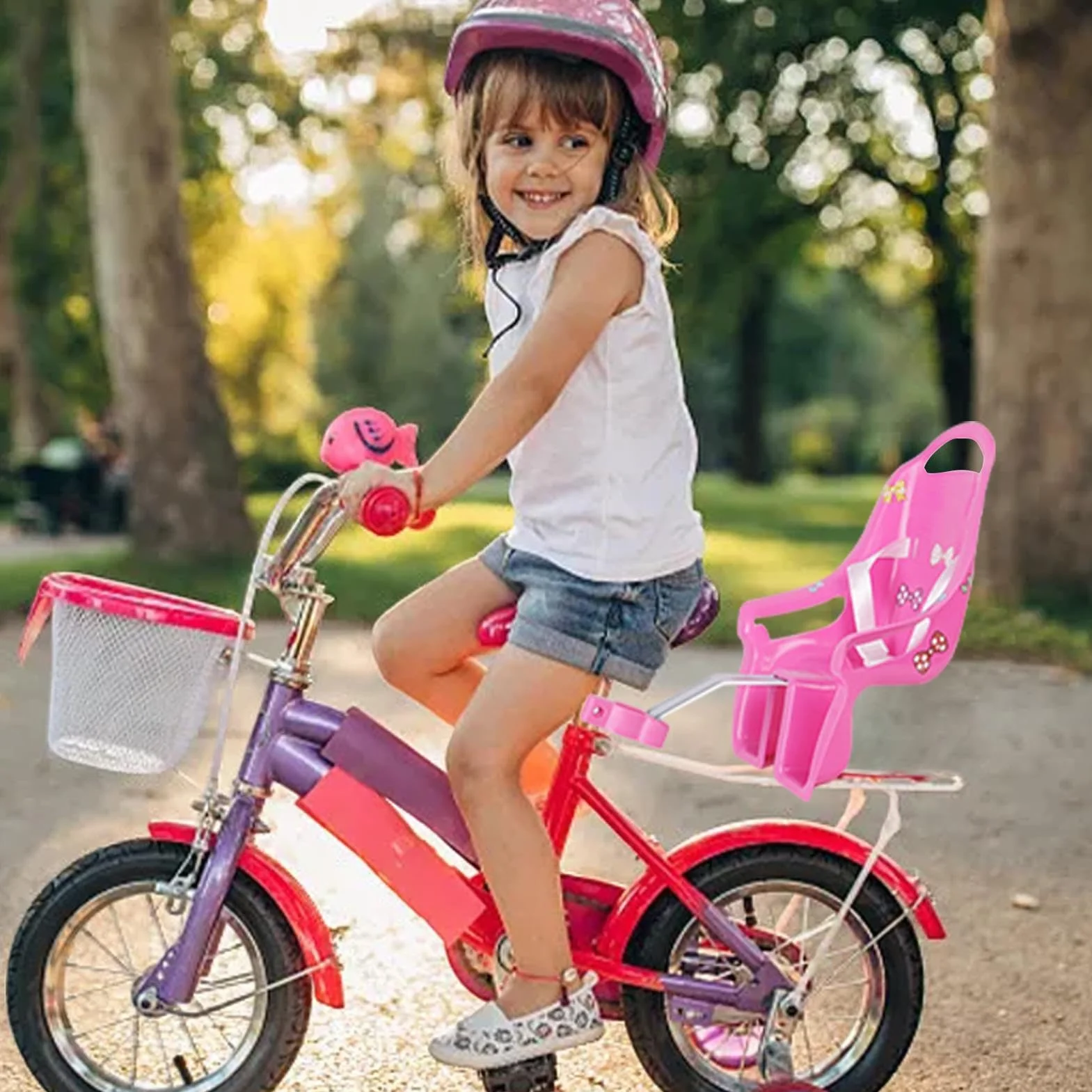 Siège De Vélo pour Filles avec Autocollants DIY pour Animaux en Peluche Taille Standard, Accessoires Vélos Enfant