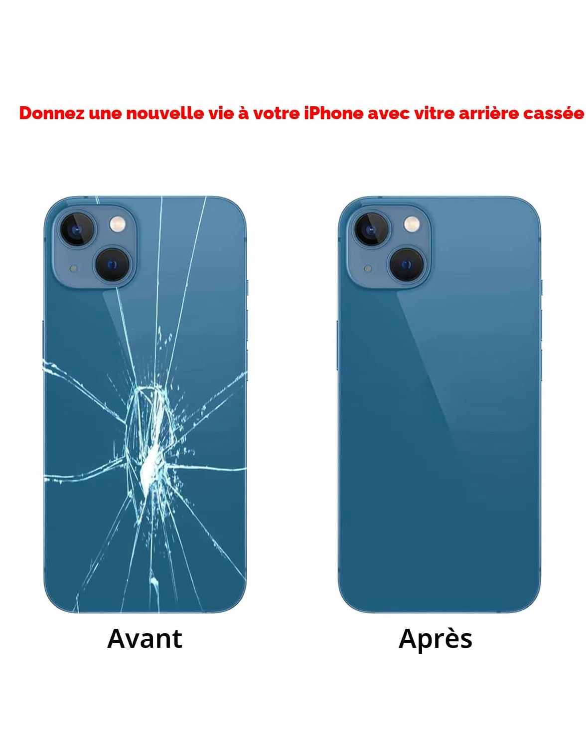 Vitre arrière de Rechange pour iPhone 13 avec Outils de réparation, Grand Trou arrière de Rechange pour Tous Les transporteurs avec adhésif pré-installé et Kits d'outils de réparation (Noir)