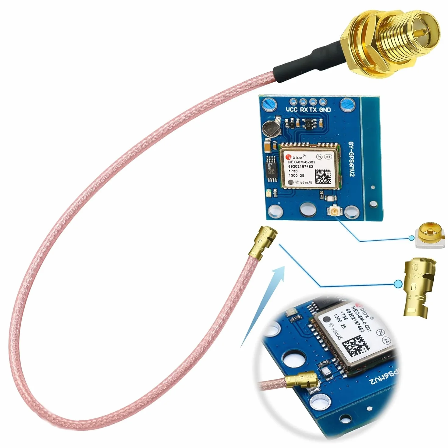 TUOLNK Câble coaxial RP-SMA vers IPX UFL U.FL MHF1 vers RPSMA Câble coaxial femelle en queue de cochon pour routeur Wifi Mini câble d'antenne d'extension PCI 12 pouces (30 cm) 5 pcs