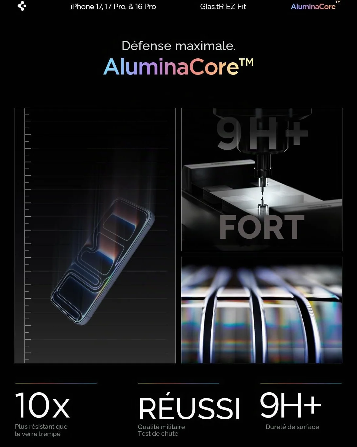Spigen Glas.tR EZ Fit Verre Trempé pour iPhone 17, iPhone 17 Pro, iPhone 16 Pro, 2 Pièces, Installation Facile, Dureté 9H, Résistant aux Rayures, Protection écran