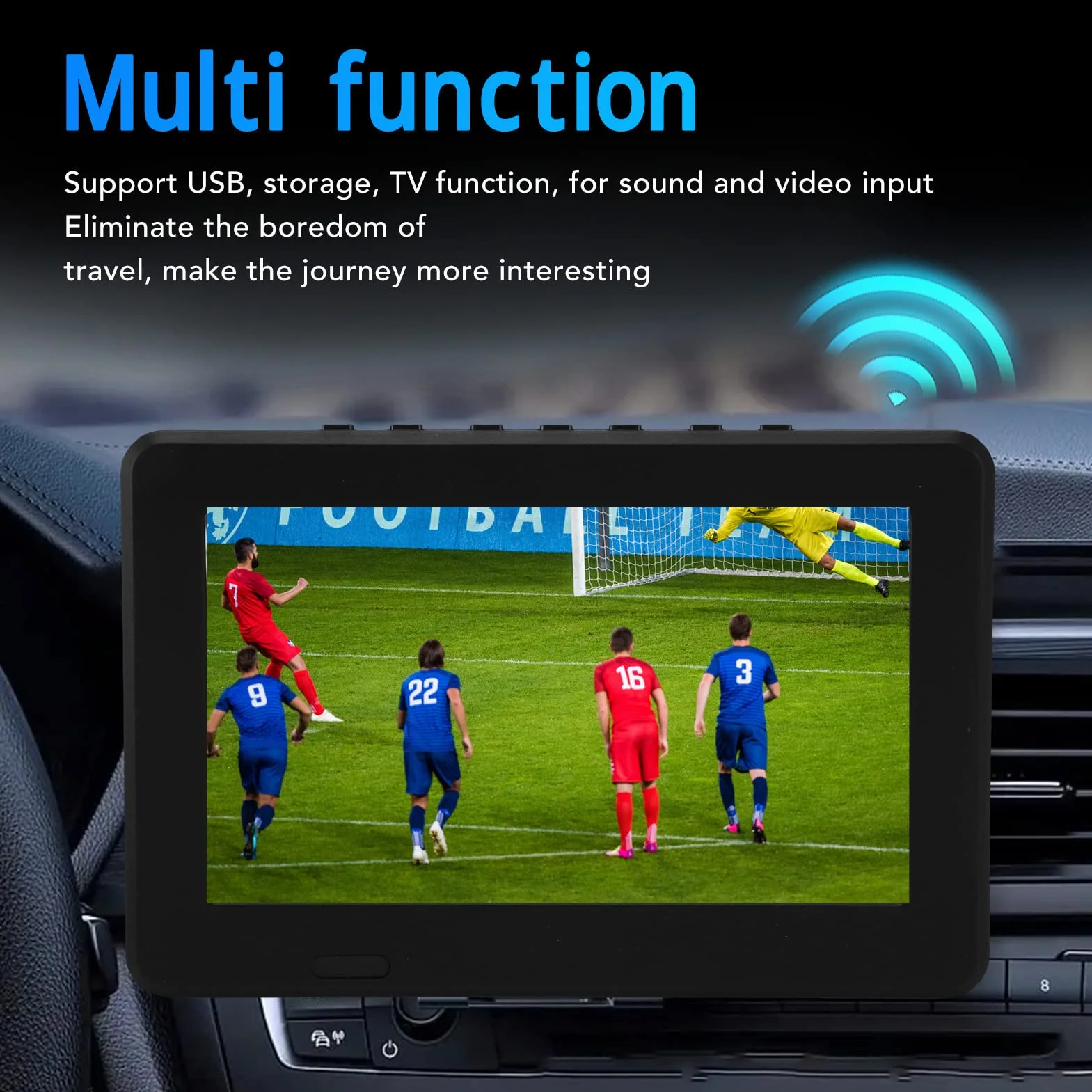 Téléviseur Portable 7 Pouces LED 1080p pour Voiture avec Piles Rechargeables USB AV