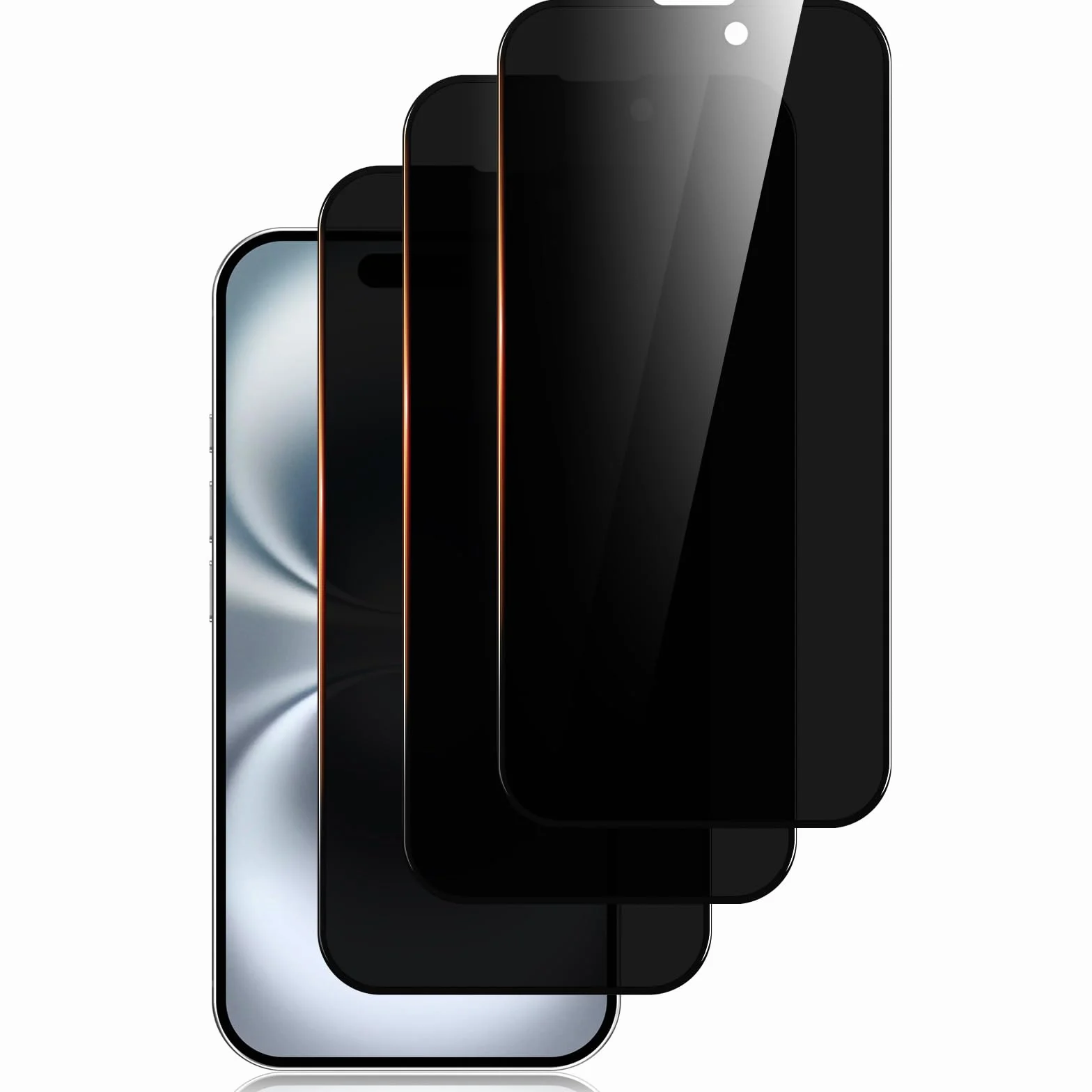 Kit de 3, Verre Trempé Anti-Espion pour iPhone 16, iPhone 15 (6,1 Pouces) Protection écran contre les Rayures - Angle de Confidentialité 28 Degrés Amélioré - Outil d'installation facile inclus (Noir)
