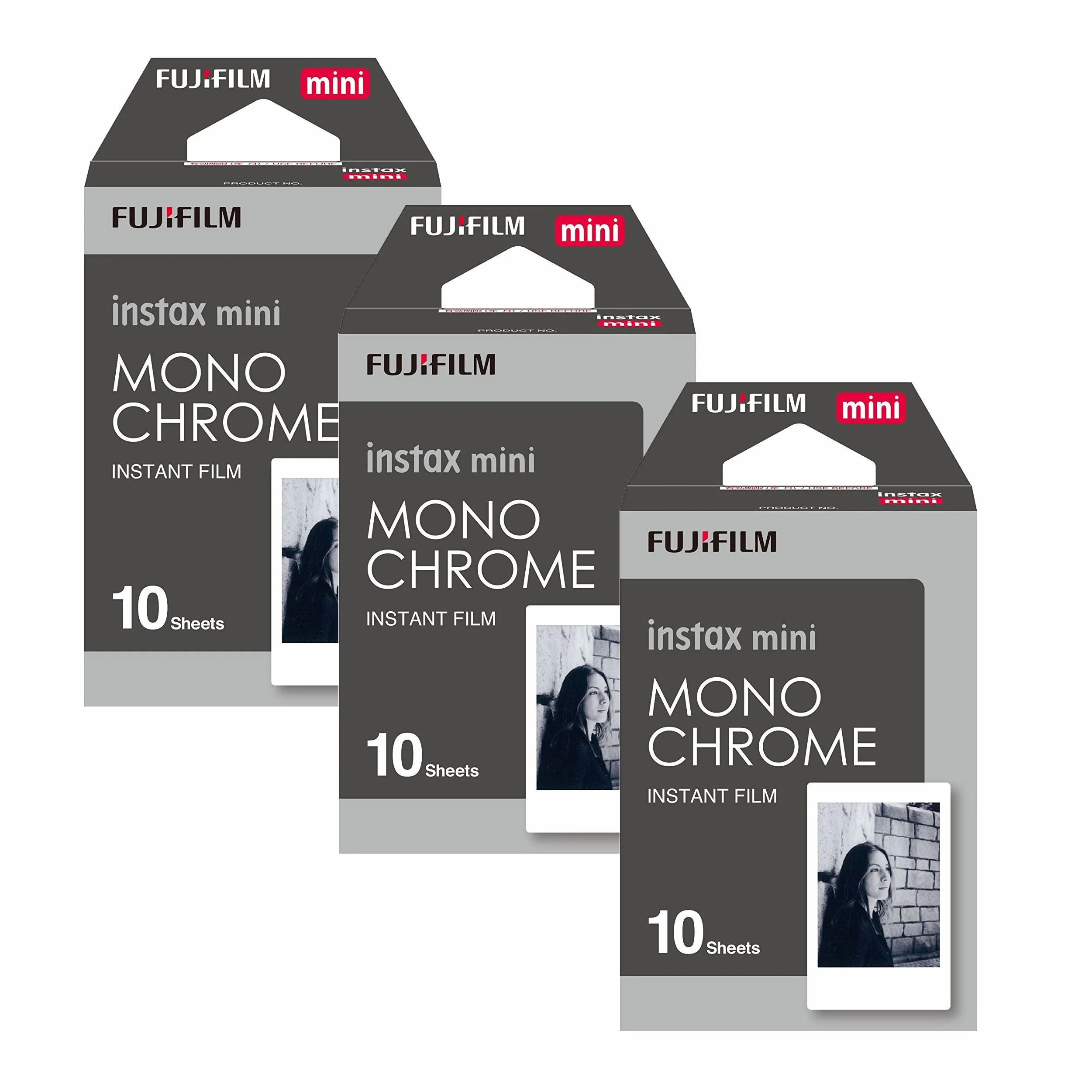 Fujifilm 16531958 instax 3 x 10 Film mini caméra, Monochrome Ww1 Noir/Blanc