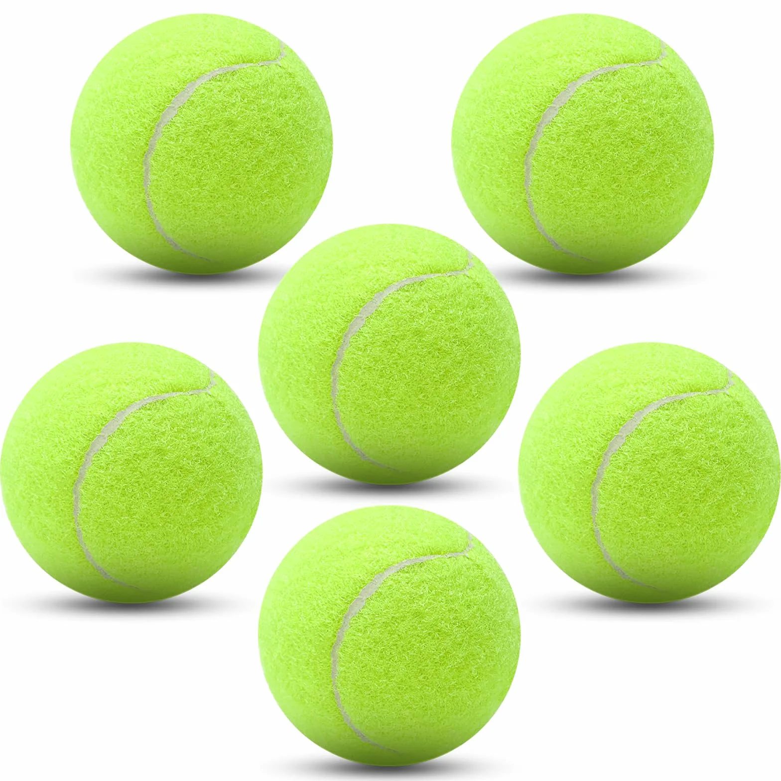 Lot de 6 balles de tennis d'entraînement élastiques résistantes et rapides pour intérieur extérieur