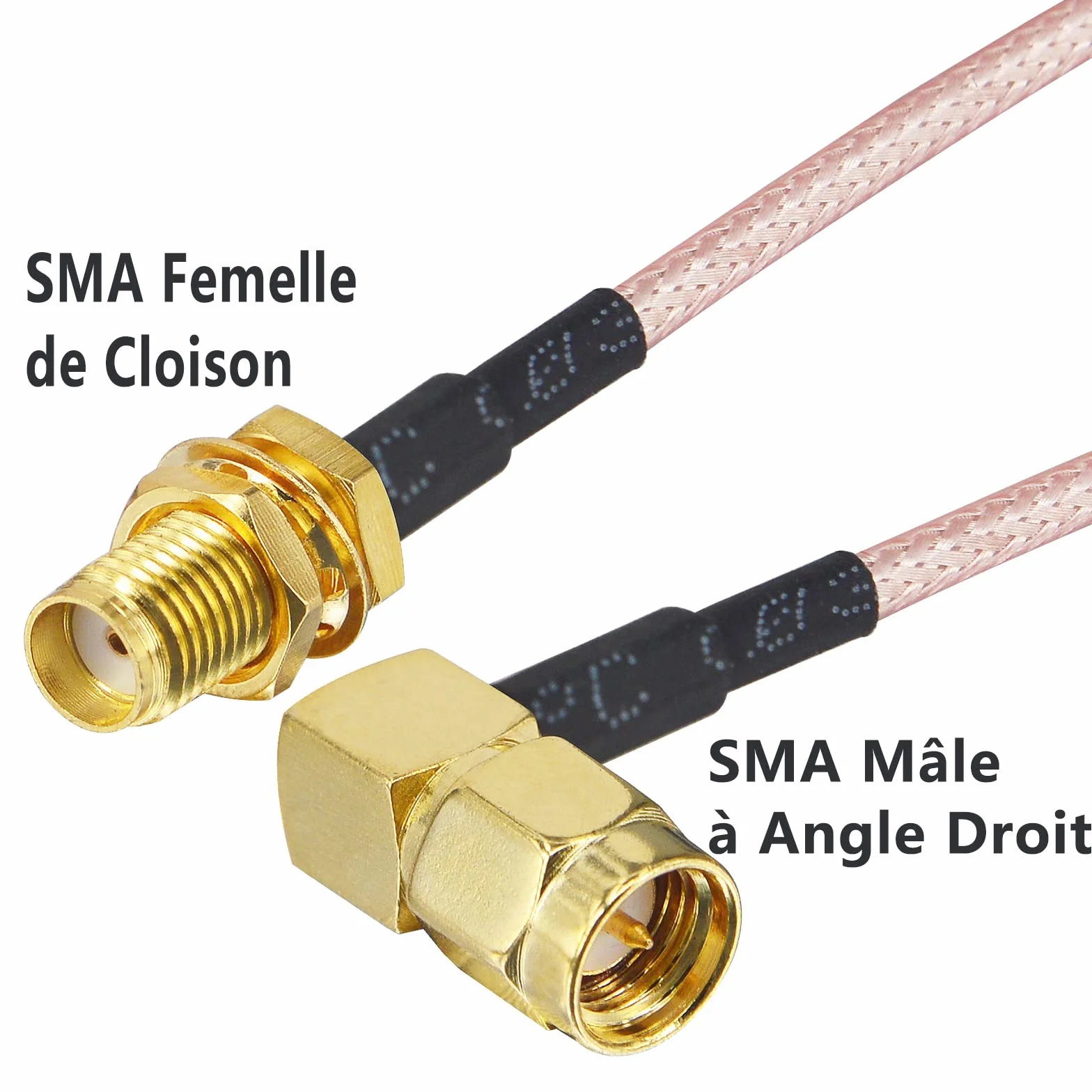 Câble Coaxial RG316 SMA Mâle vers Femelle 1M - Extension Antenne avec Connecteur Angle Droit pour Antenne Mobile/WiFi