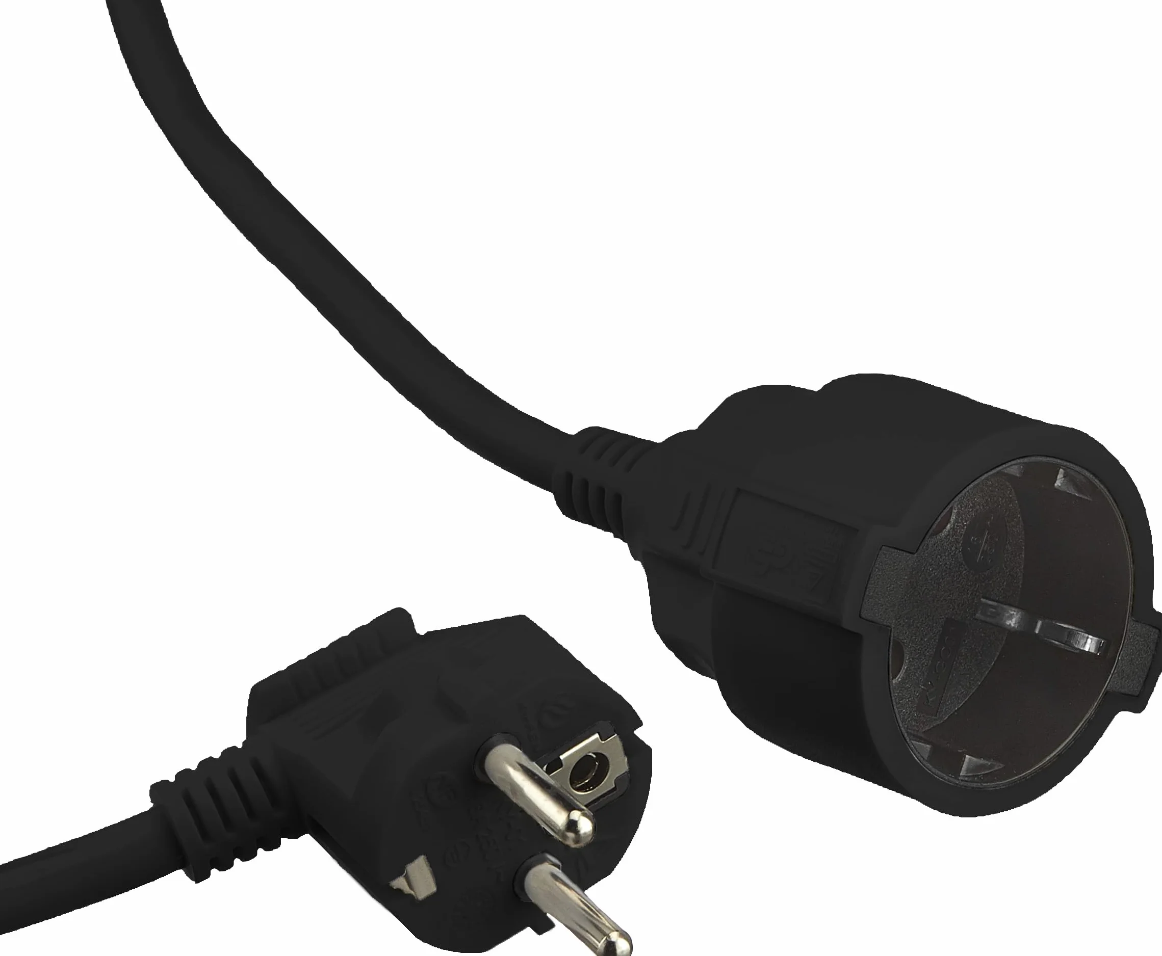 Meister Rallonge de Contact de Protection - Câble de 2 m - Noir - Câble en Plastique - IP20 - Intérieur - Couplage avec Protection de Contact - Rallonge Schuko - 7432220