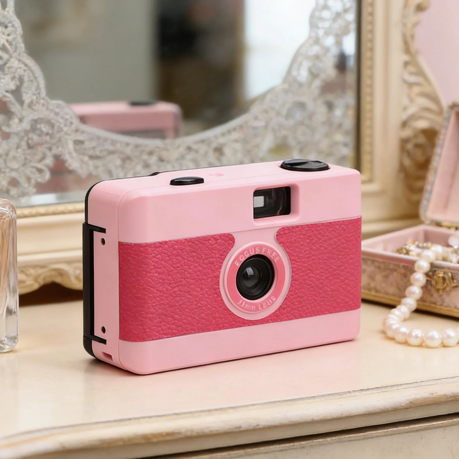 Appareil Photo Argentique 35 Mm, Style Vintage, Appareil Photo 35 Mm Réutilisable avec Flash intégré, Objectif 28 F/8 pour la Photographie de Voyage, Les Mariages, Les (Pink)