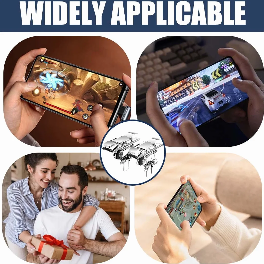 Gaming Déclencheur Mobile Jeu Contrôleur, 1 Paire Viser et Tirer Clés Universel,Gachette Telephone Trigger Accessoires pour PUBG Mobile Call of Duty Compatible