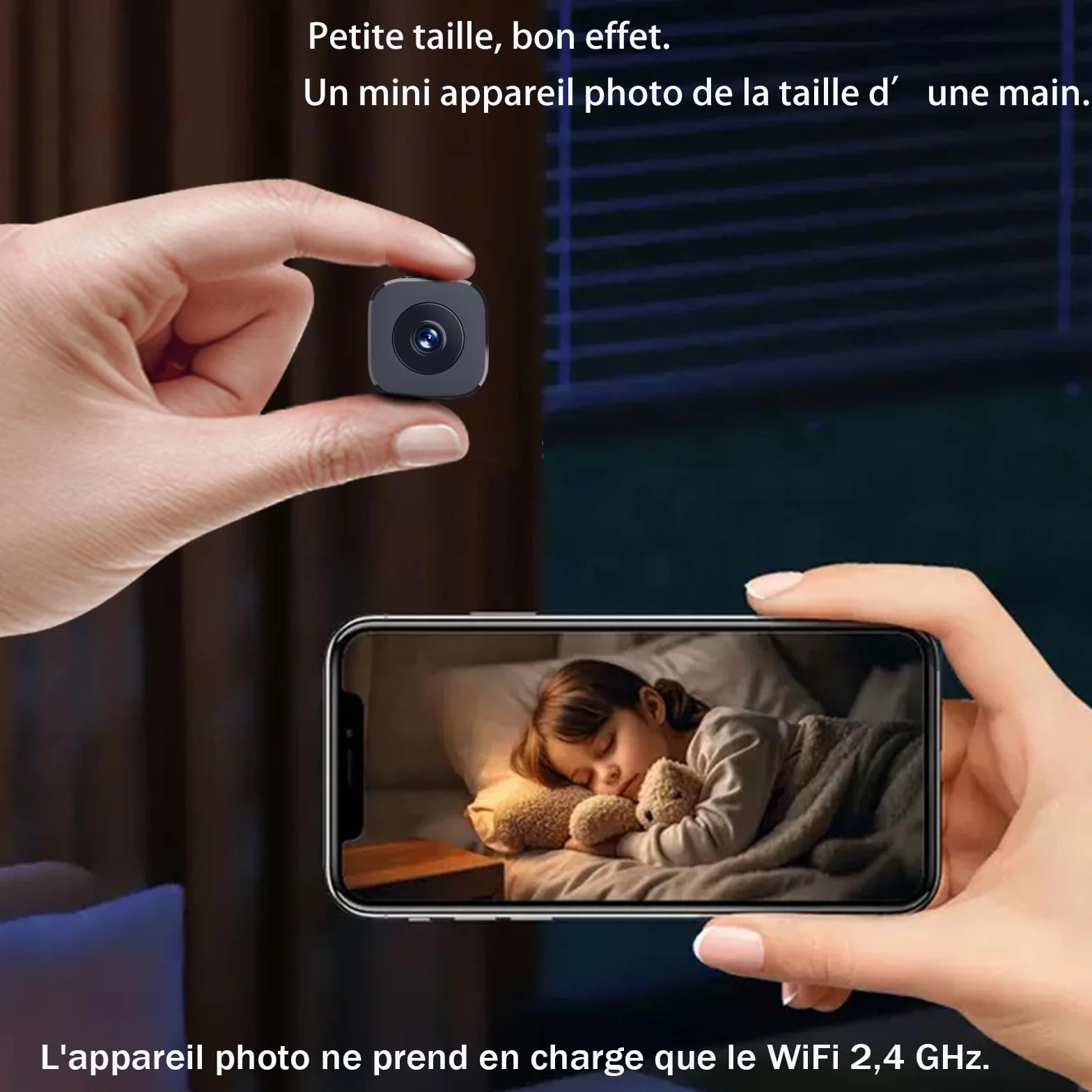 Mini Caméra Espion WiFi sans Fil 1080P Petite Détection de Mouvement Surveillance Invisible 2.4GHz