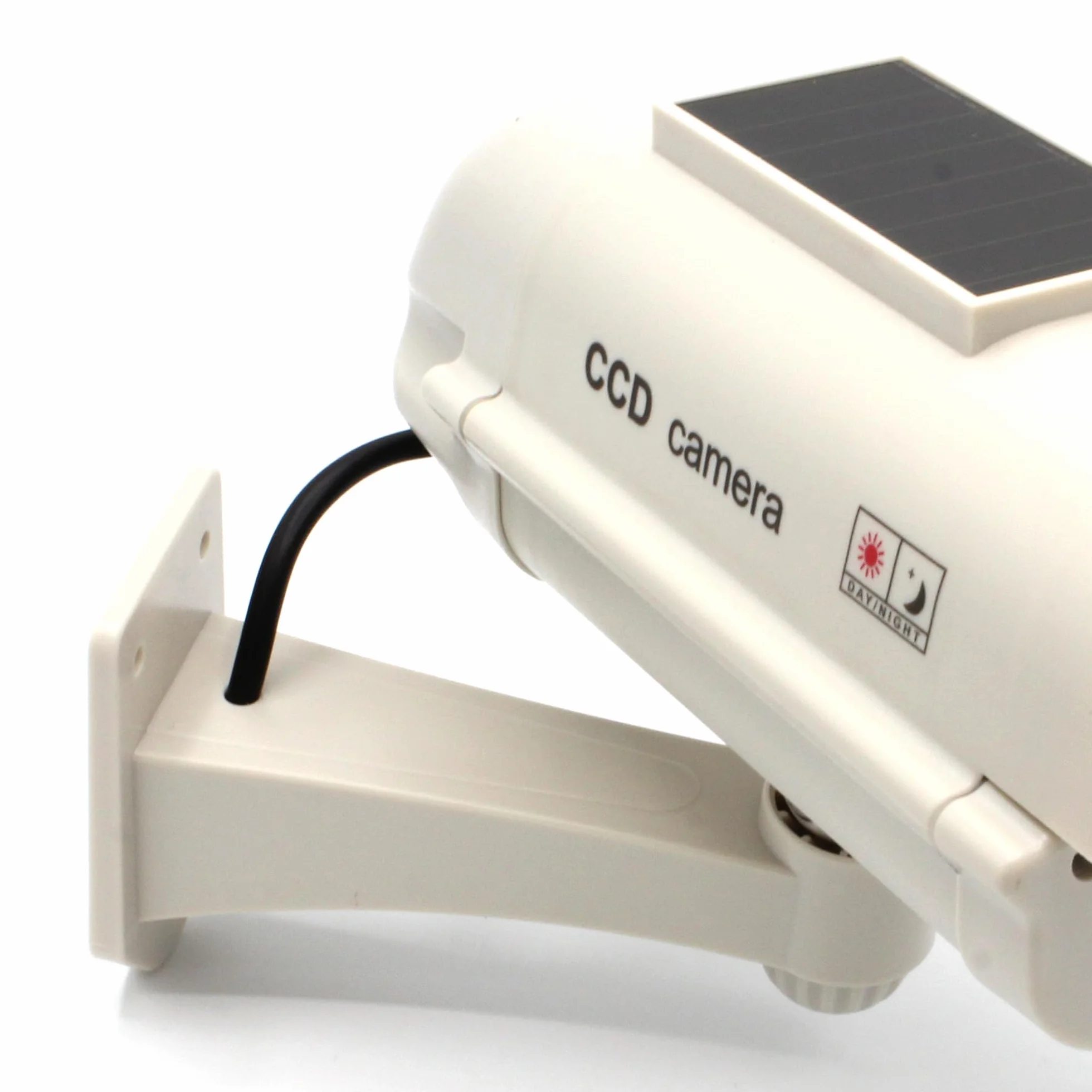 Fishtec ® Camera Factice Extérieur - Fausse Caméra de Vidéosurveillance avec LED Clignotante - Panneau Solaire - Usage Extérieur/Intérieur - Blanc
