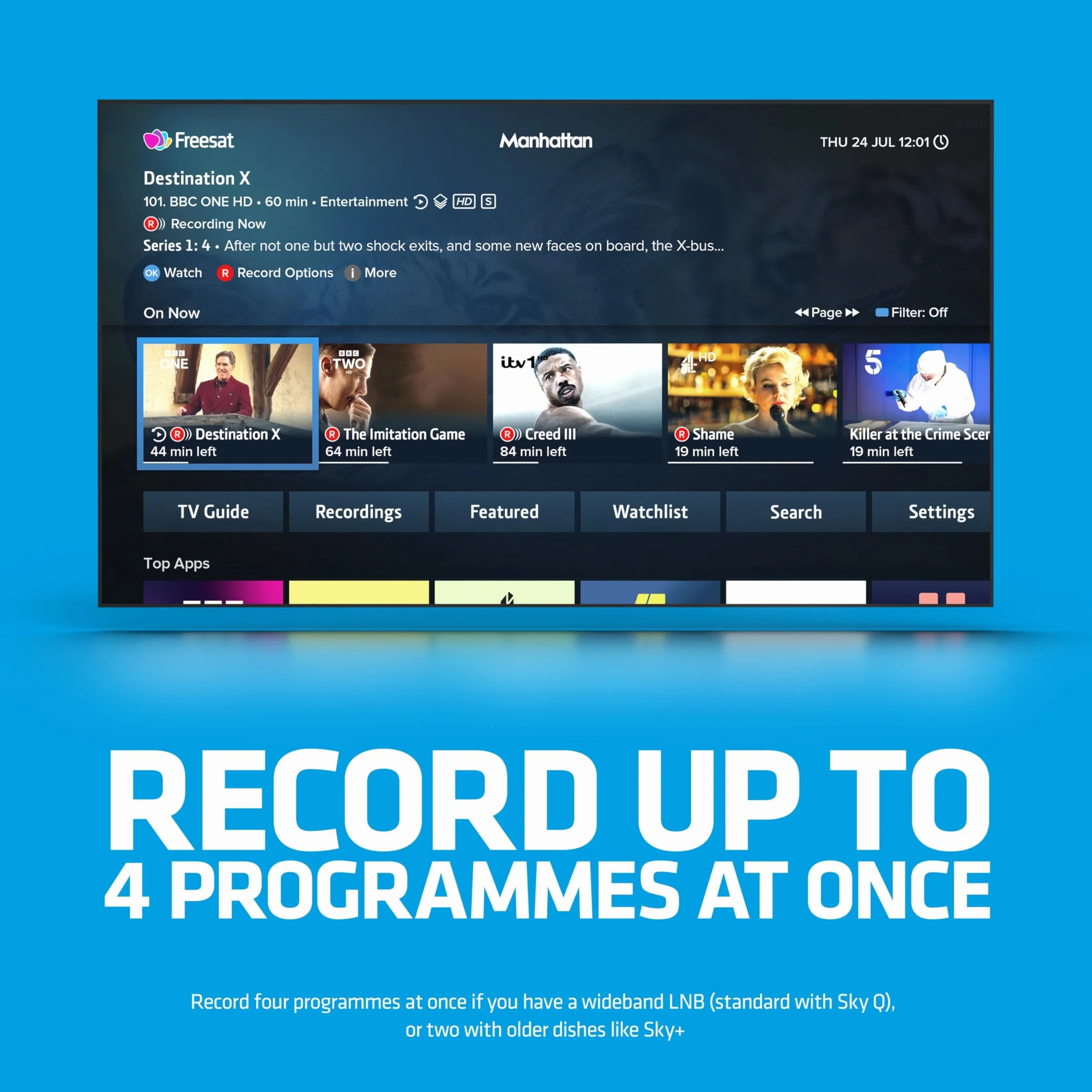 Manhattan Enregistreur TV Freesat 4K S4-R 500 Go