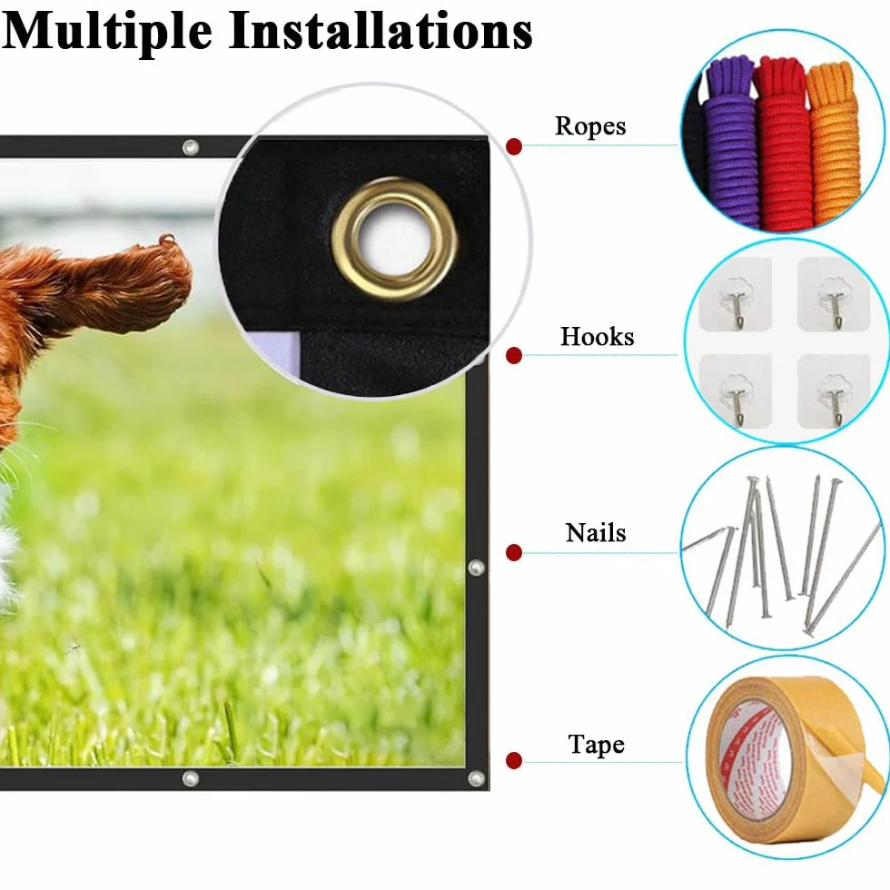 YiYunTE Écran de Projection 60 Pouces 16:9 HD Portable Pliable Extérieur Intérieur