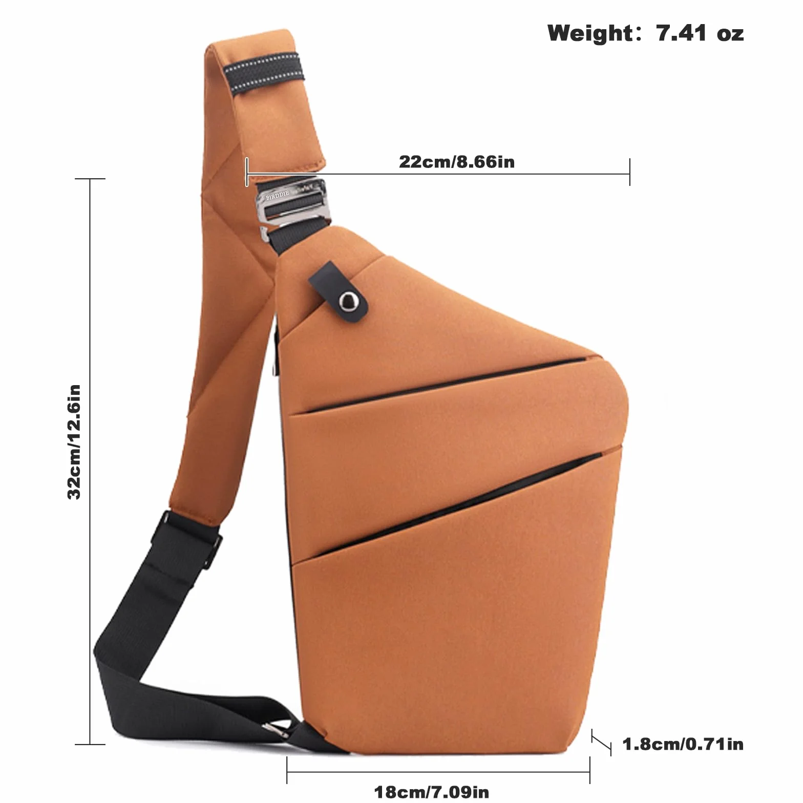 BIRDDIE Sacoche Bandoulière Homme Femme Sac de Poitrine Antivol Voyage Cyclisme Moto Sling Bag