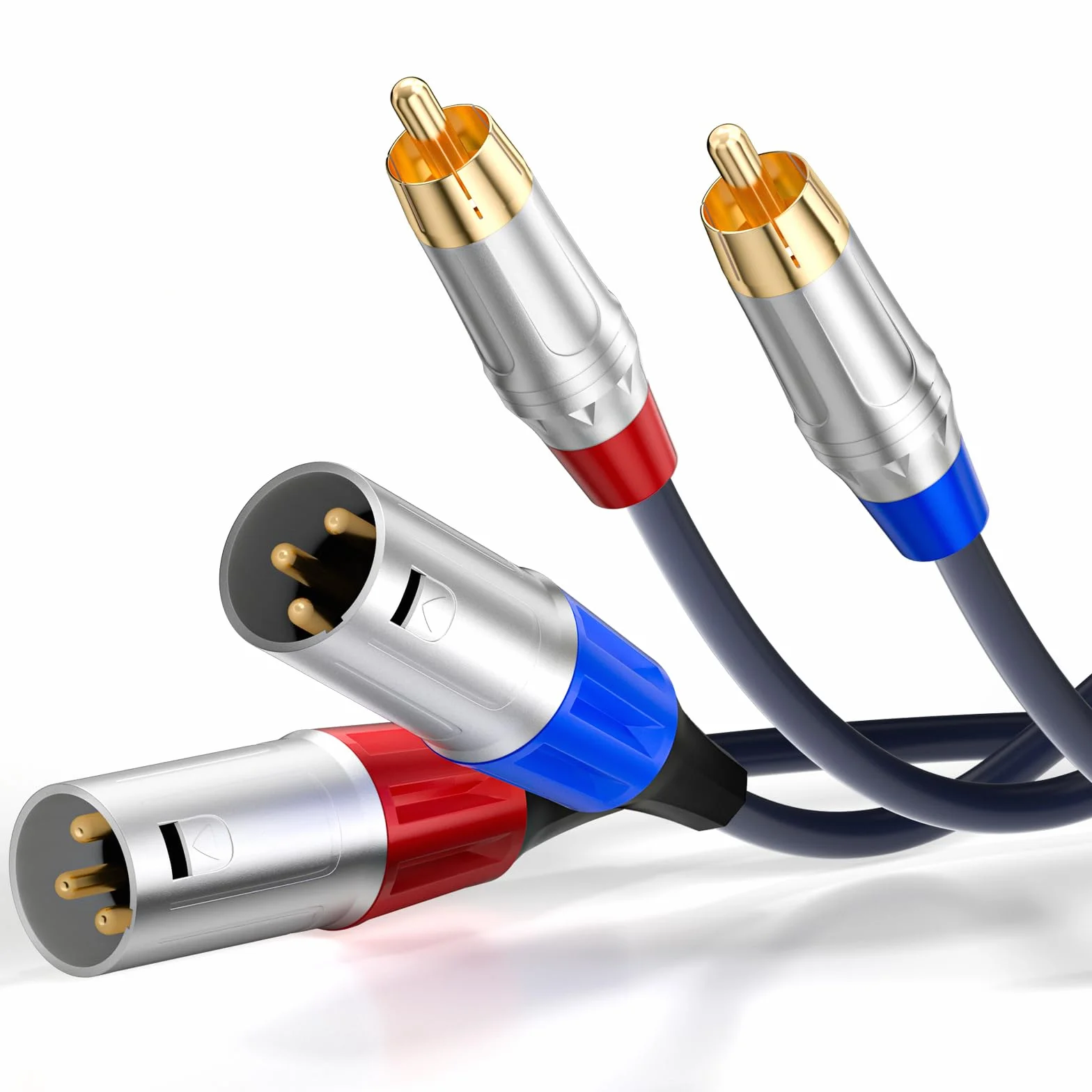 Tisino Câble double RCA vers XLR, 2 RCA vers 2 XLR mâles HiFi stéréo connexion microphone câble câble de chemin - 1 m