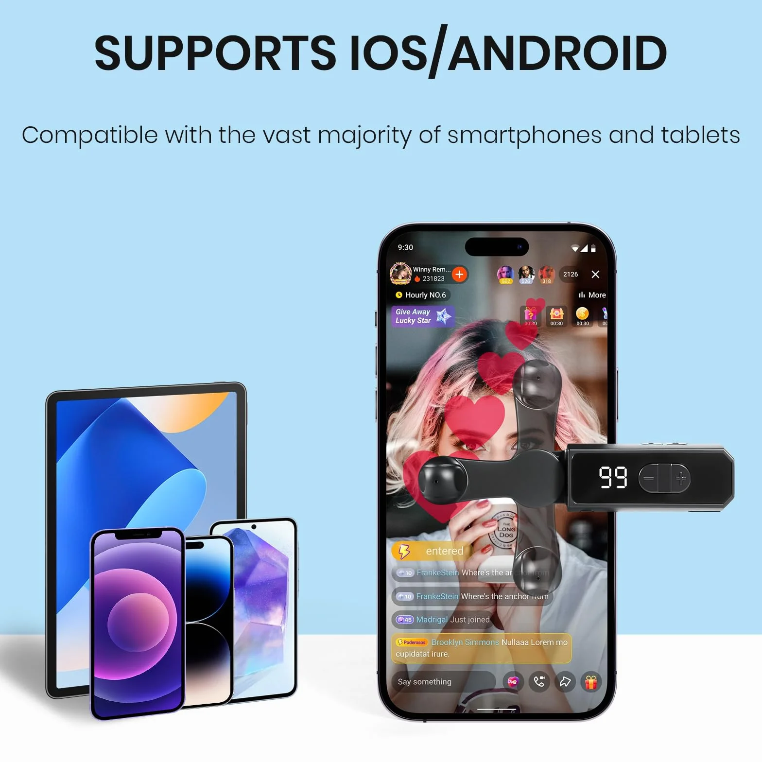 TikTok TikTok – Appareil tactile automatique avec 198 vitesses réglables, rechargeable, clic instantané pour likes en direct, tâches de réseaux sociaux (noir)