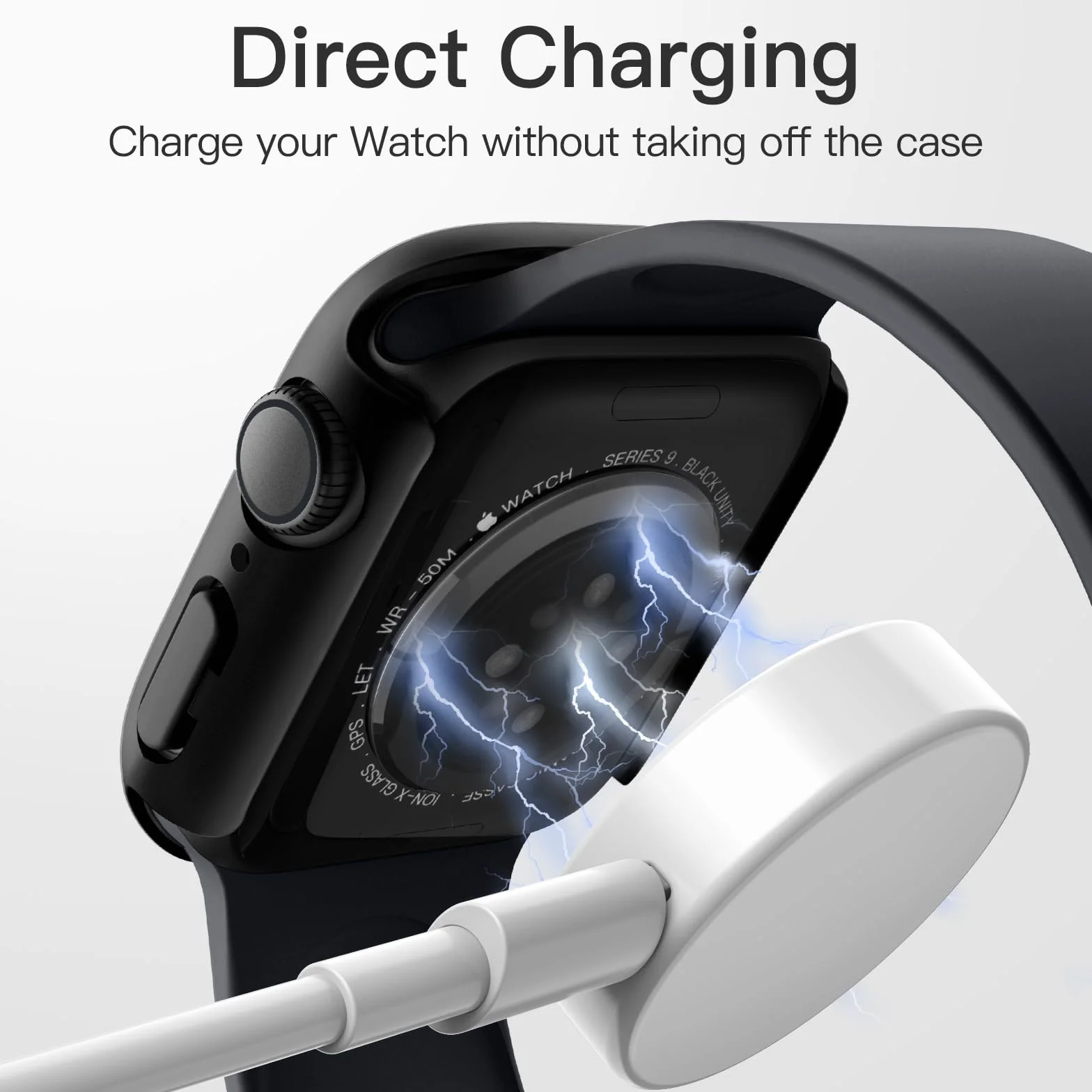 JETech Coque Étanche avec Protection D'écran pour Apple Watch Series 9 8 7 45mm, Film en Verre Trempé Intégré, Étui Housse de Protecteur Complète en PC Dur, Lot de 2 (Noir)