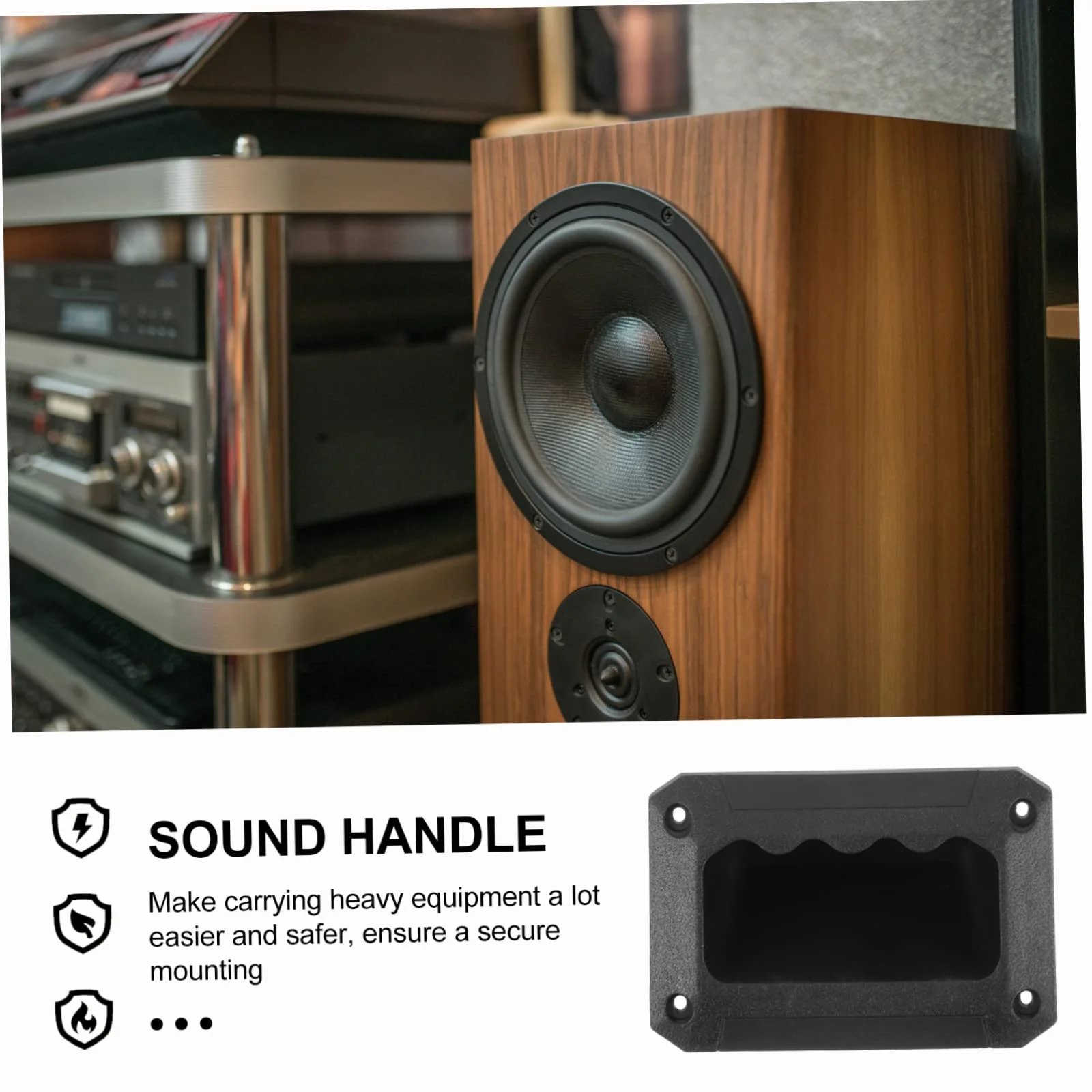 Mikikit Poignées de Remplacement Facile à Installer ou Haut-Parleur en ABS Noir pour Fixation Sécurisée Lot de 8 et Boîtier D'instrument sur Enceinte Amplificateur