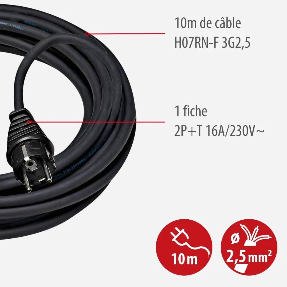 Brennenstuhl Rallonge 10m IP44 Prise à clapet Fabrication Française
