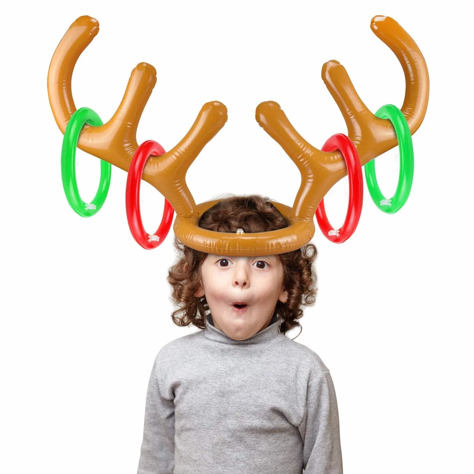 Jeu de lancer gonflable renne avec anneaux pour réunions de famille