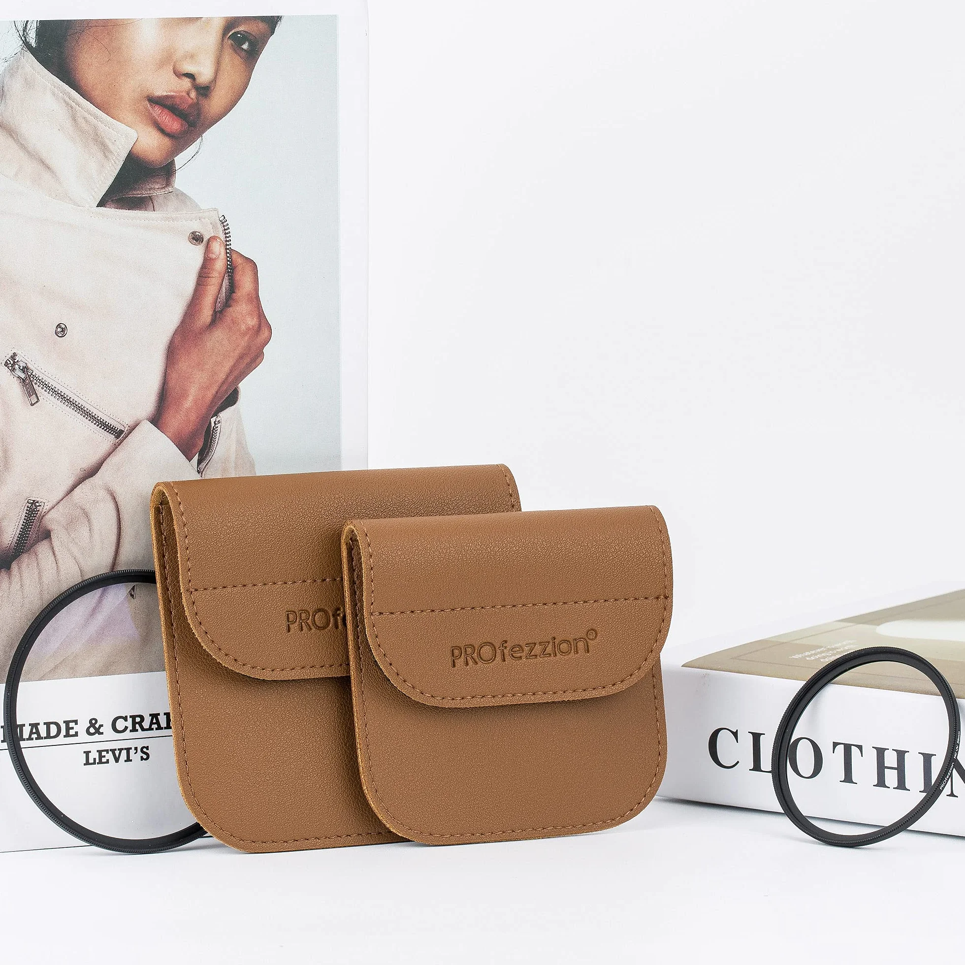 PROfezzion Pochette de rangement pour objectif d'appareil photo de luxe pour 1 filtre tels que UV, CPL, ND, filtre polarisant, filtre à densité neutre, filtre de diffusion noir jusqu'à 58 mm de