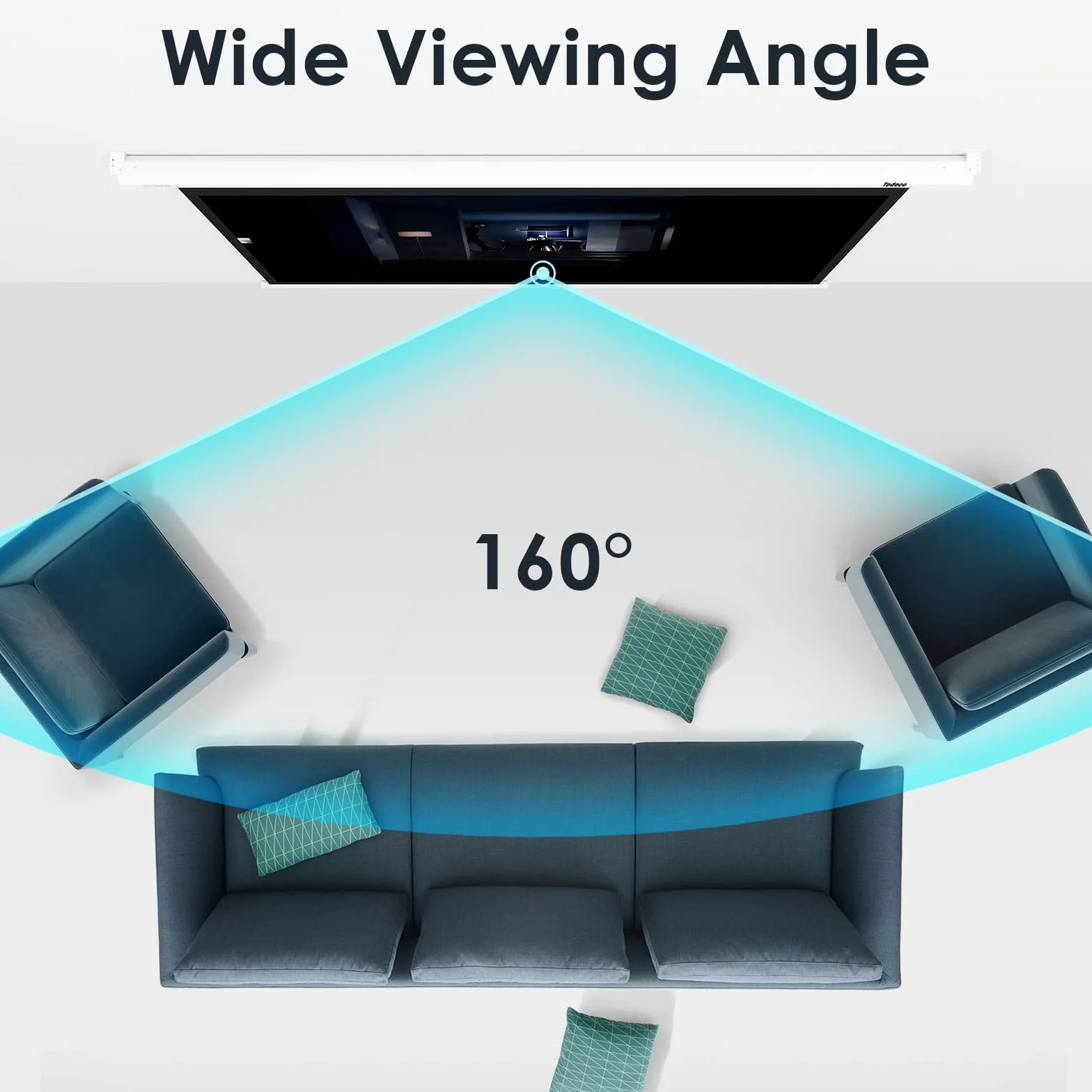 Todeco Écran de Projection 90 Pouces Manuel Enroulable Fixation Mur Plafond Home Cinéma 4:3 HD 4K 3D