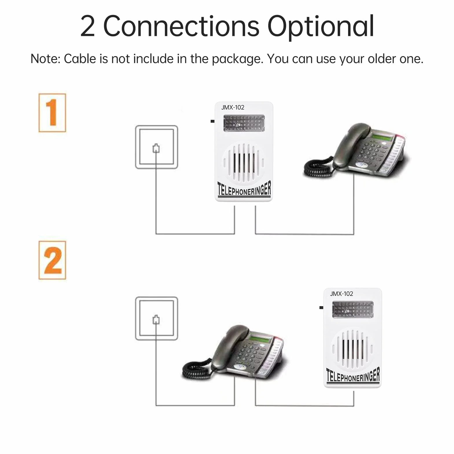Volume Réglable Léger de Téléphone avec le Connecteur Arrière Latéral du Trou 6P2C Amplificateur de Sonneries de Téléphone avec la Lumière de Stroboscope