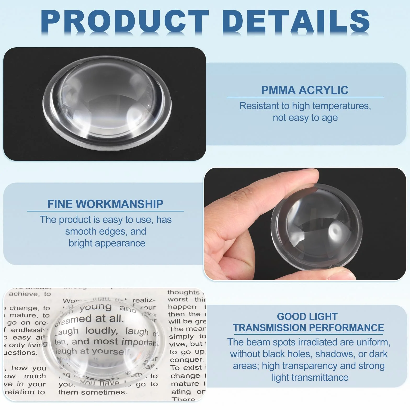 PATIKIL Diamètre 50mm Lentille Plate Convexe, 3 Pcs Hauteur 15mm PMMA Acrylique LED Optique Lentille Convexe Condenseur avec Bord pour Lampe Torche Voiture Vélo Projecteur, Transparent