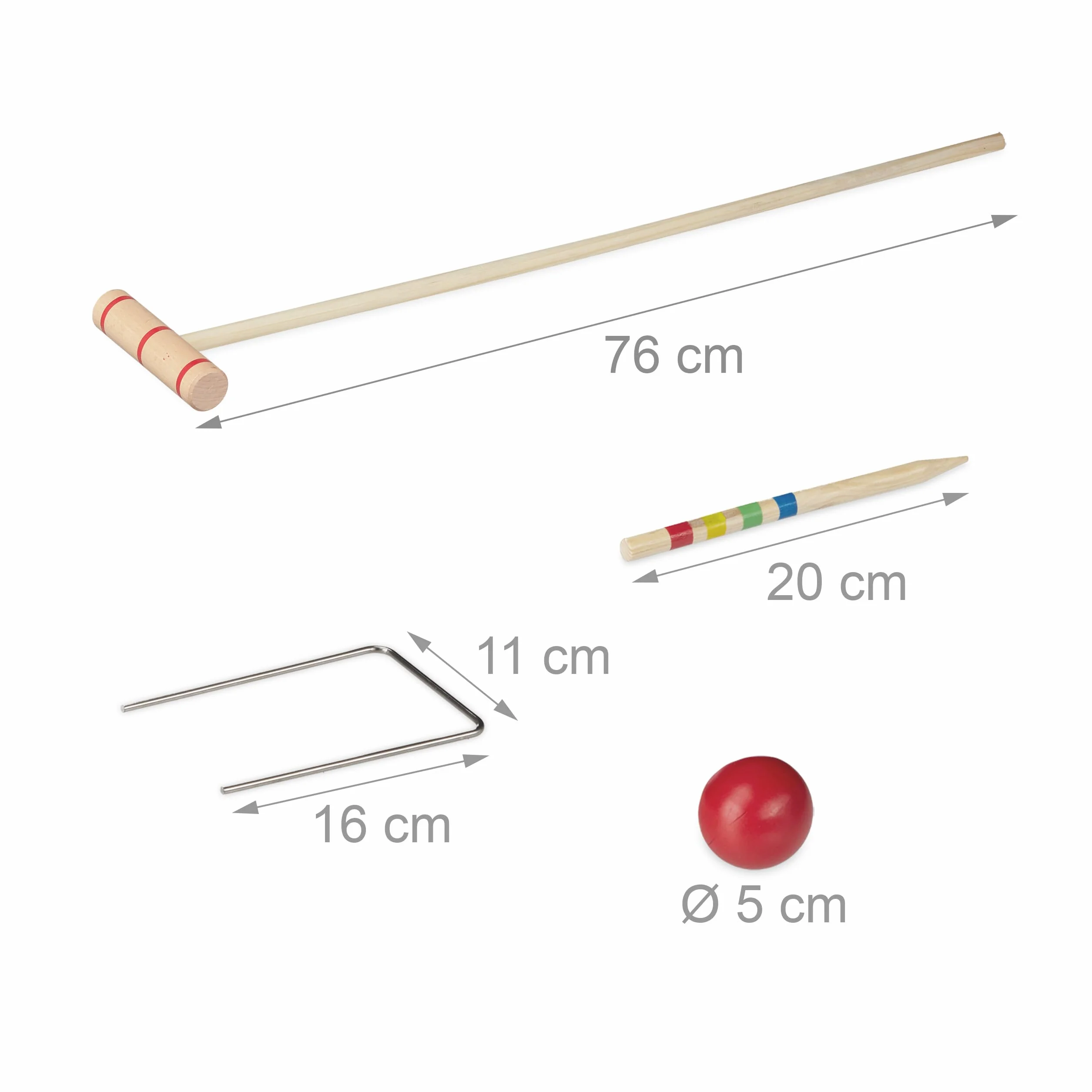 Relaxdays Jeu de Croquet Set Complet 8 Joueurs Enfants Adultes avec Sac Maillets Multicolore