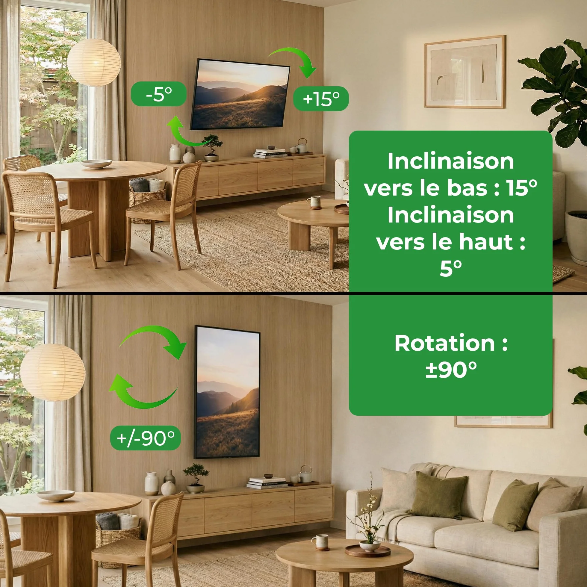 TiTon 120 cm - Support Mural TV - 40 kg - VESA 400x400 - Fixation Murale TV de 42 Pouces à 75 Pouces - Kit Complet d’Installation Inclus