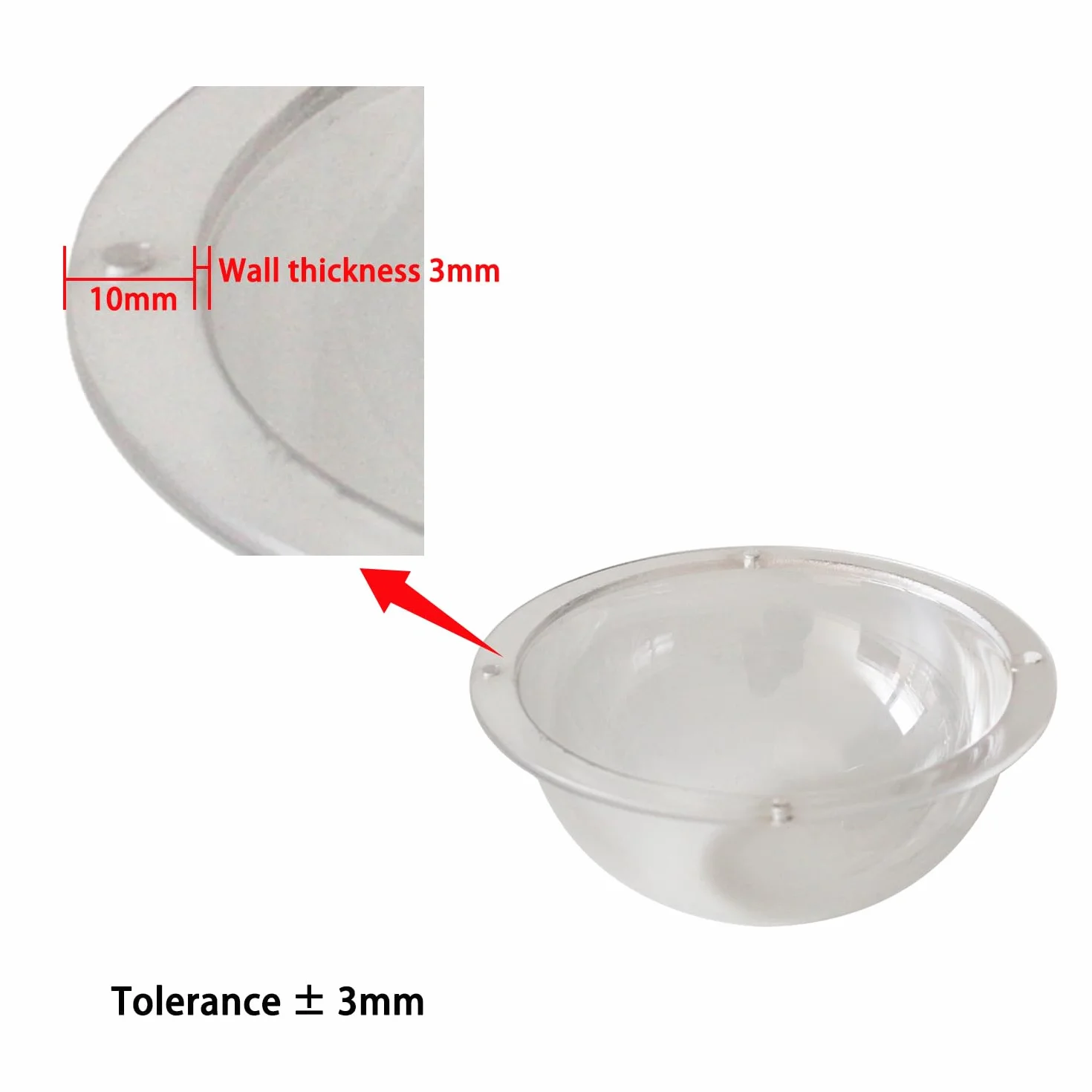 Dôme hémisphérique pour caméra de Surveillance dôme Acrylique Couvercle en extérieure Couvercle de Surveillance hublot de caméra Demi sphérique Protection étanche (OD50mm H25mm)