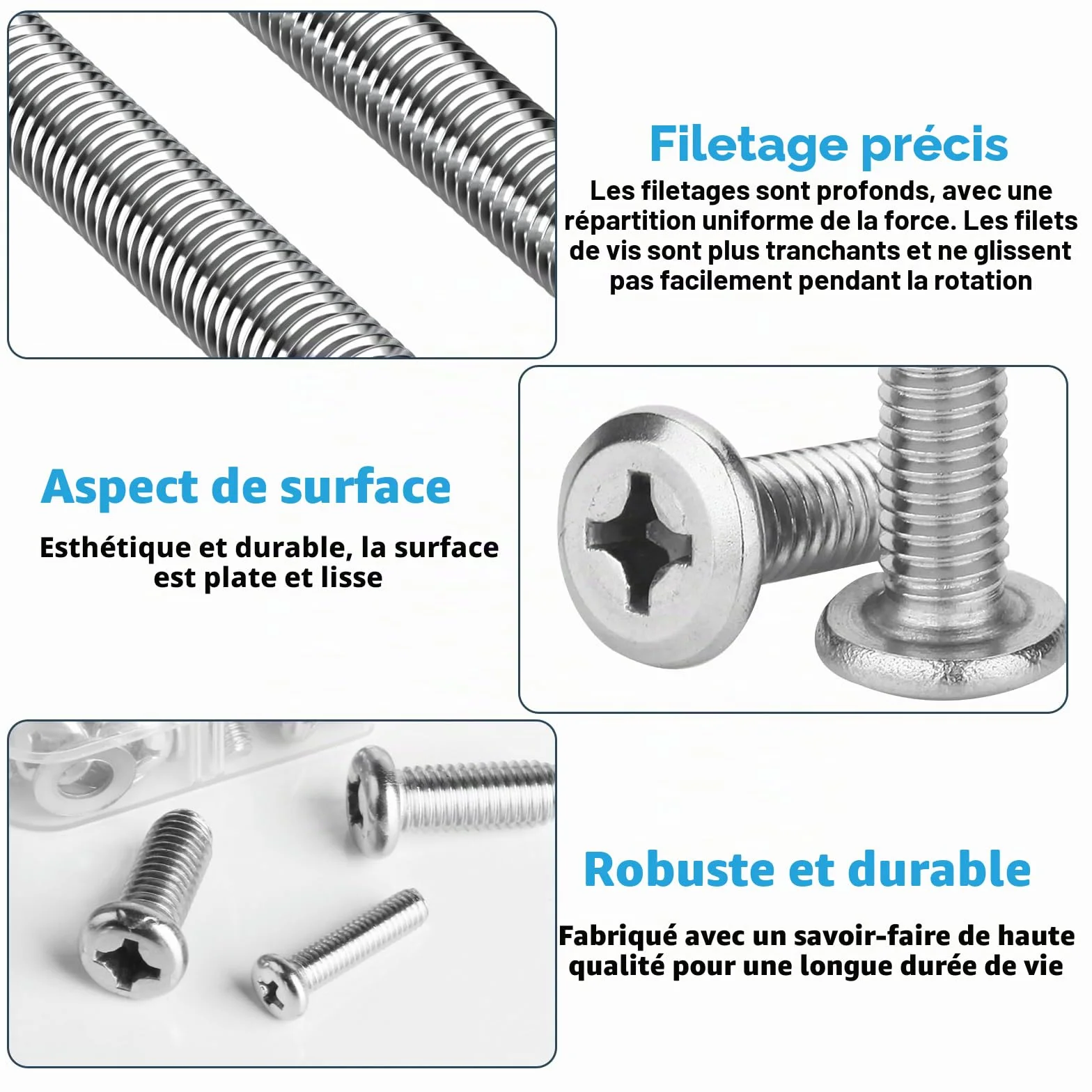 Kit de 48 vis VESA universelles pour supports TV, vis pour moniteurs et écrans muraux, en acier inoxydable, avec rondelles.