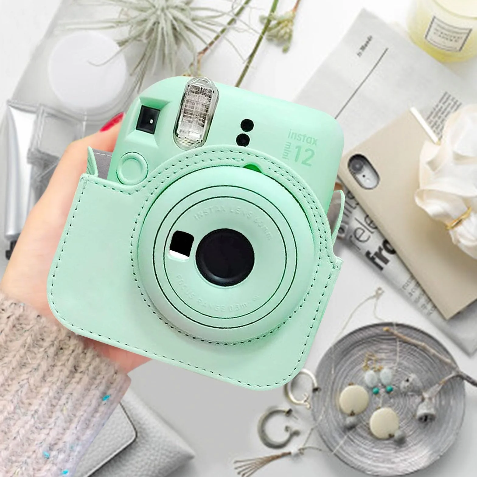 Fujifilm Instax Mini 12 Housse Appareil Photo Instantané Sac de Voyage Rose