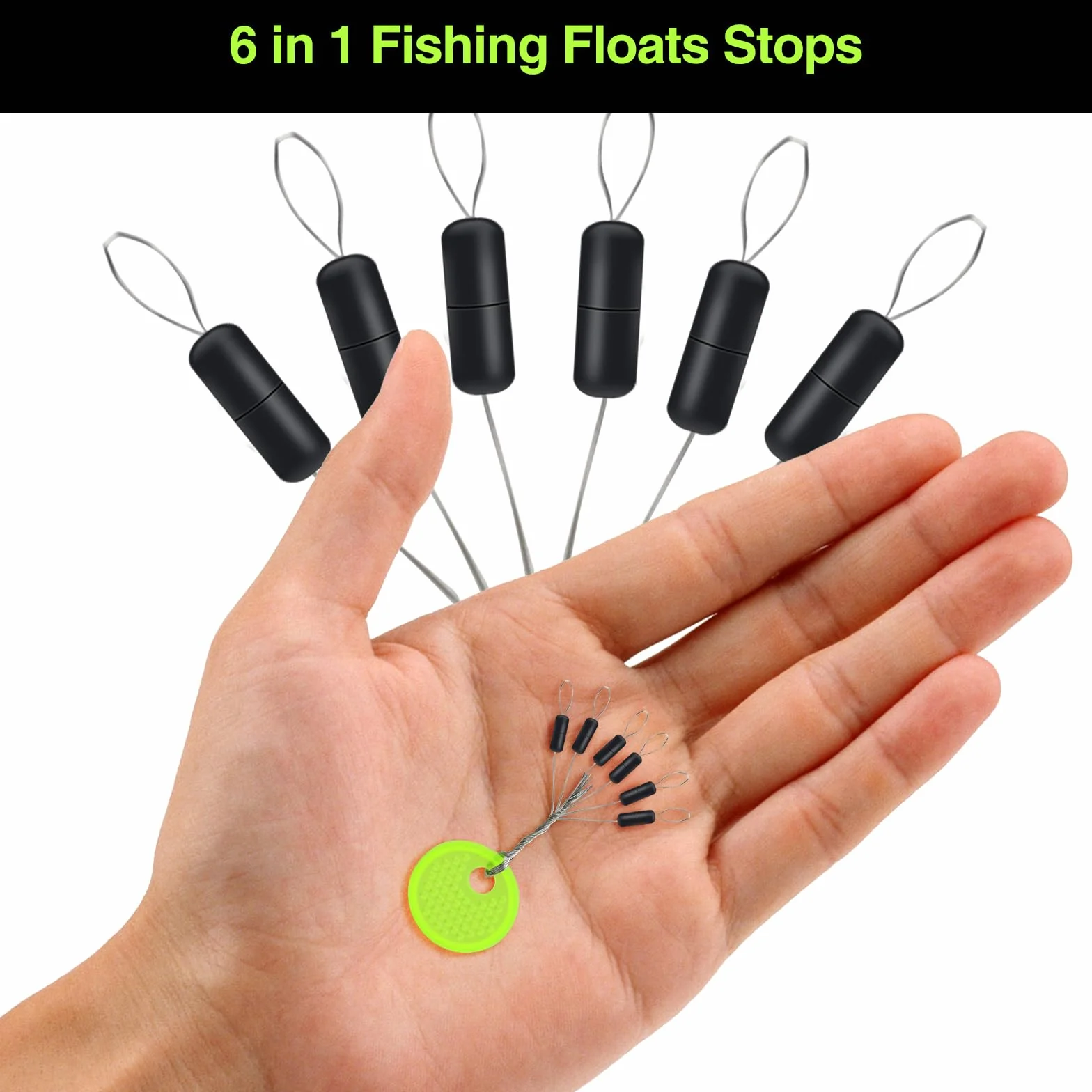 Stop Float Peche 150 Pièces 6 en 1 Bouchons Pêche Caoutchouc Perles Cylindriques