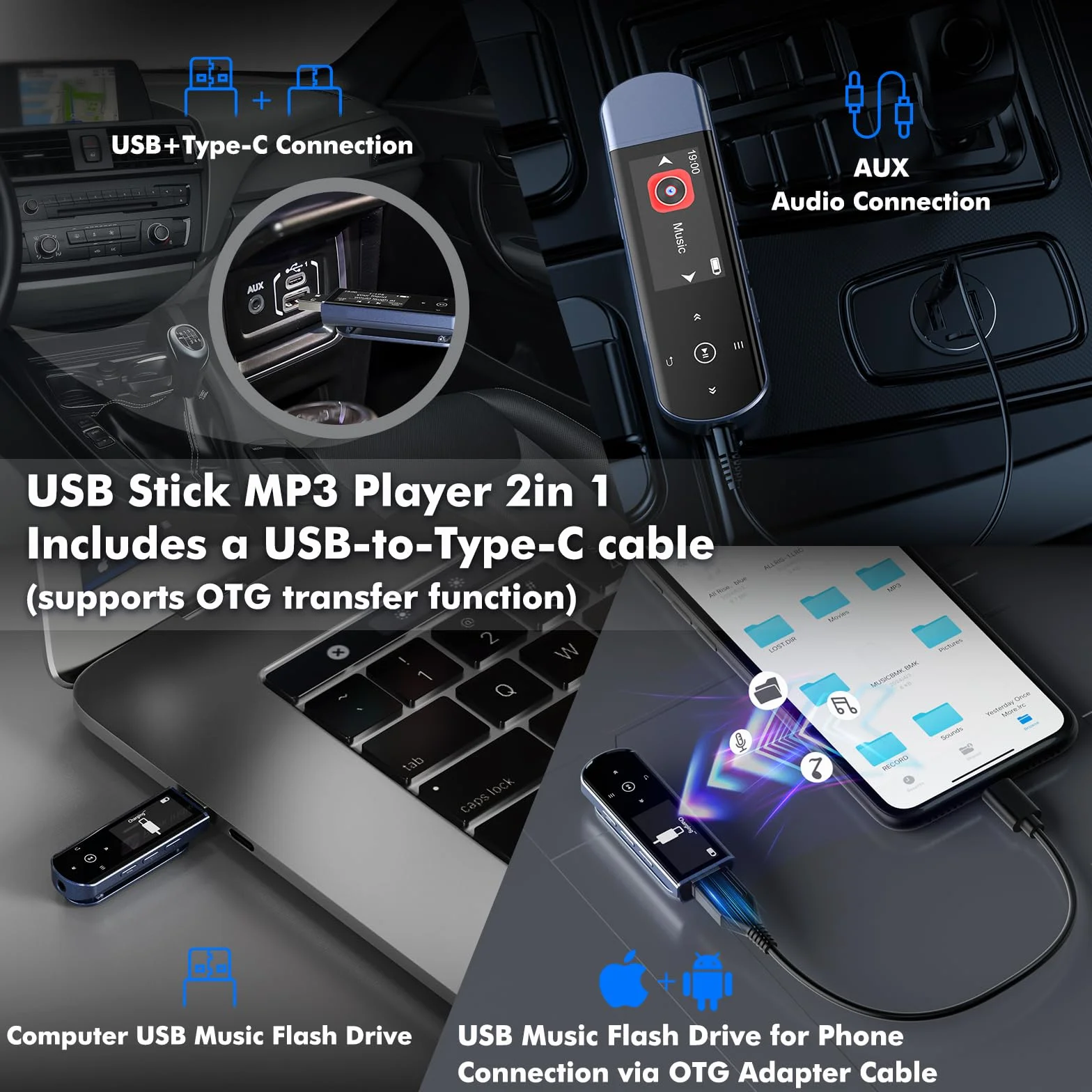 Lecteur MP3 Bluetooth 5.3 64Go USB Portable avec Clip Sport, Radio FM, Enregistreur Vocal