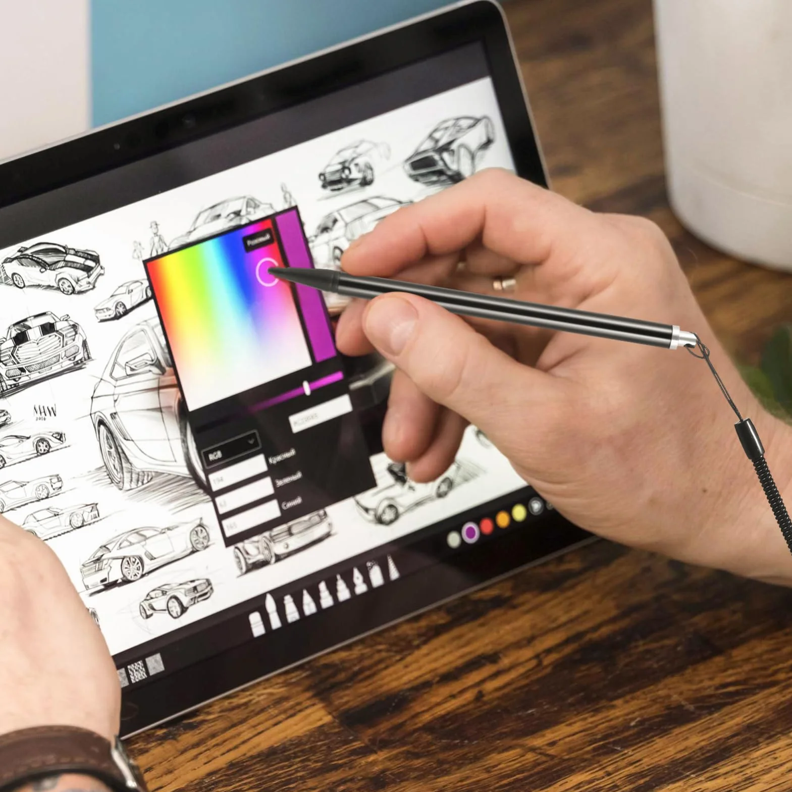 OSALADI Stylet Résistif avec Dragonne et Support pour Écrans Tactiles Stylo de Précision