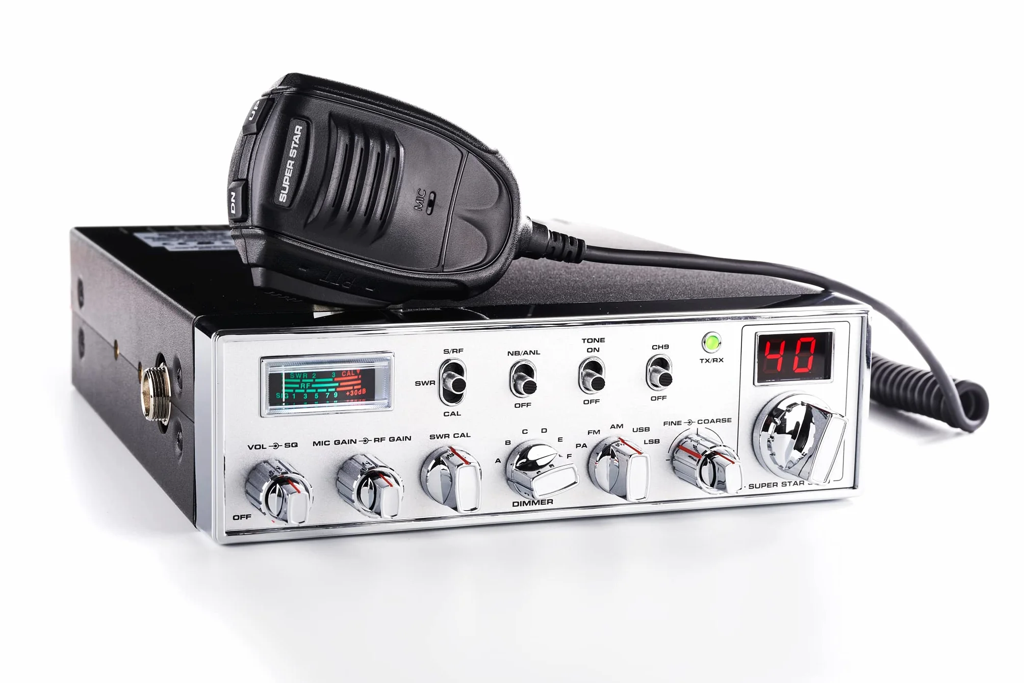 Super Star 3900 Émetteur-Récepteur Mobile CB 27 MHz AM/FM/USB/LSB, 12W SSB, Noir et Argent