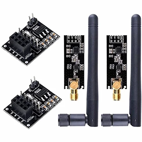 Lanko Lot de 2 modules émetteurs-récepteurs RF NRF24L01+PA+LNA avec antenne SMA 2,4 GHz 1100 m + module sans NRF24L01 pour