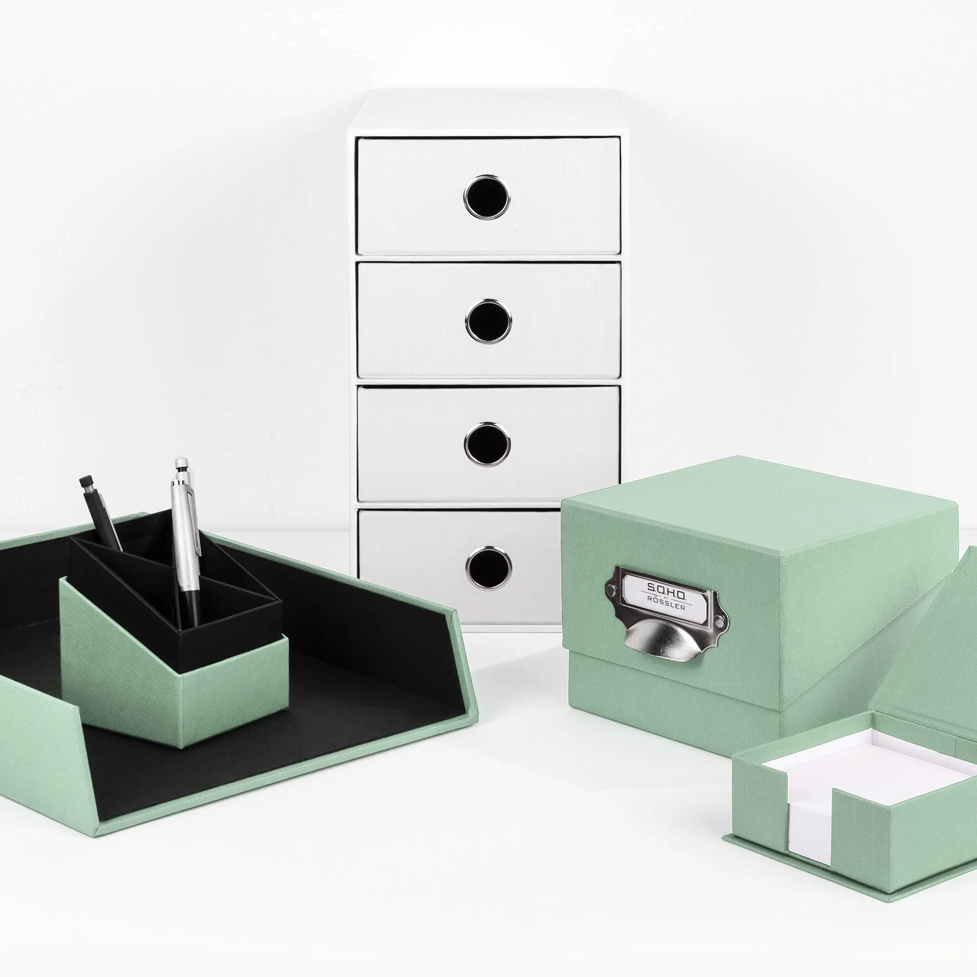 Rössler Papier S.O.H.O. 1325452650 Boîte de rangement pour photos avec étiquette inscriptible Menthe 1 pièce