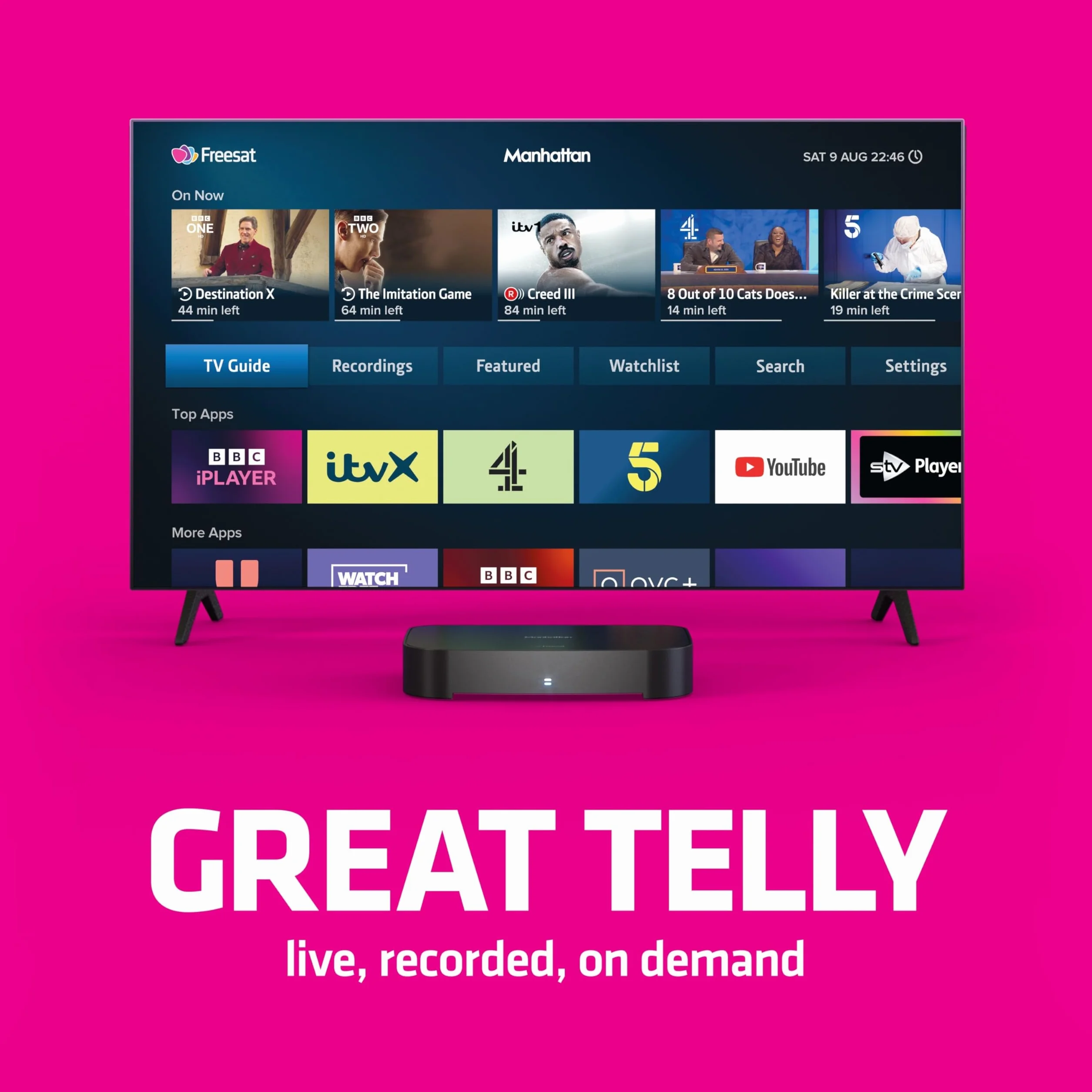 Manhattan Enregistreur TV Freesat 4K S4-R 500 Go