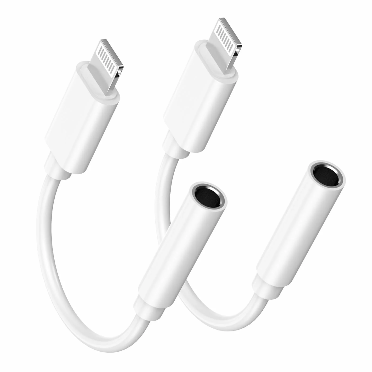 Apple MFi Adaptateur Lightning vers Prise Casque 3,5 mm Lot de 2 pour iPhone 14 13 12 11 XS XR X 8