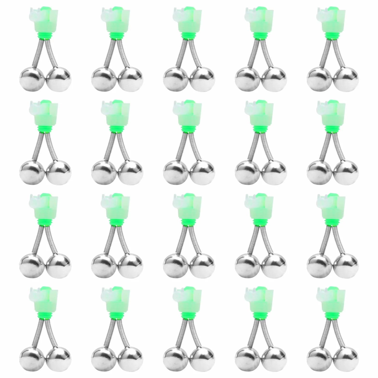 Clochette de Pêche à Spirale VOSSOT 20 Pièces, Double Cloche Lumineuse Détecteur de Touche