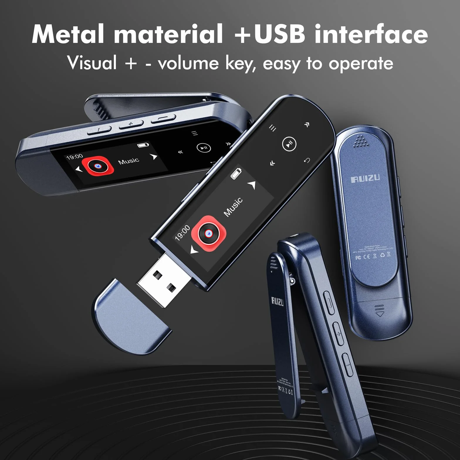 Lecteur MP3 Bluetooth 5.3 64Go USB Portable avec Clip Sport, Radio FM, Enregistreur Vocal