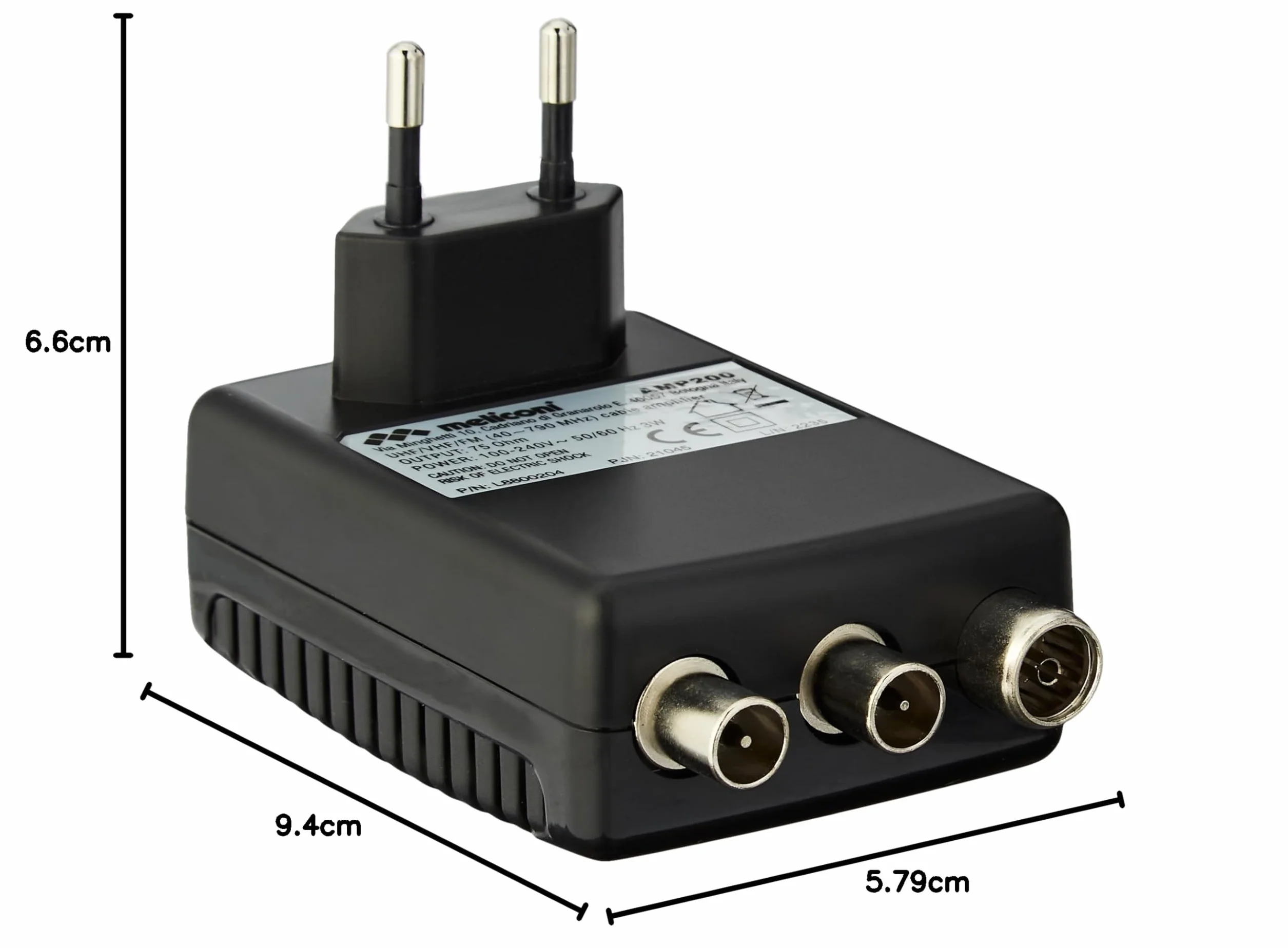 Meliconi AMP200 Amplificateur de Signal Numérique Intérieur Filtre LTE Noir
