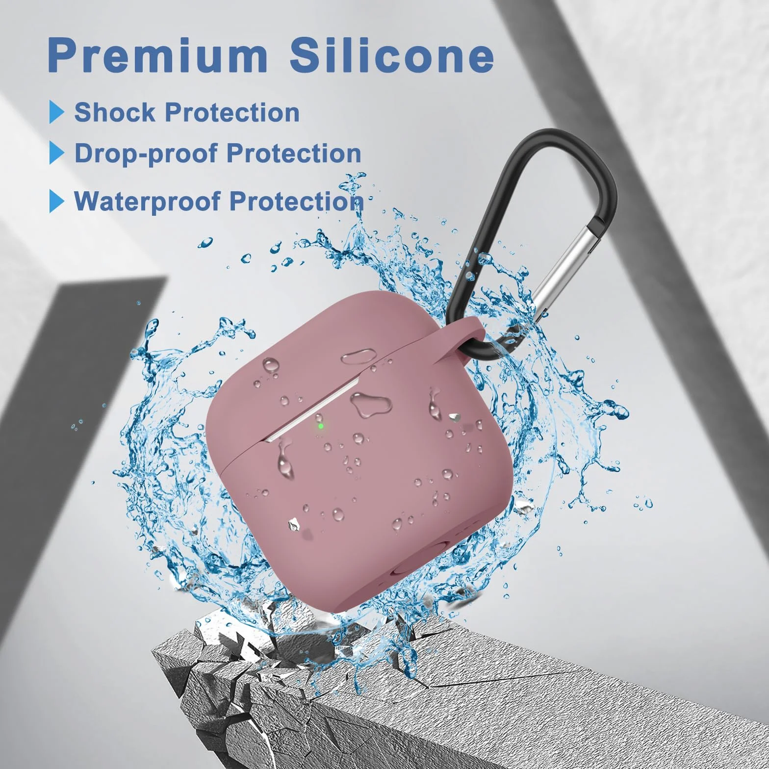 Coque Étui pour AirPods 4 2024, Housse de Protection en Silicone Ultra-Fin Antichoc 2mm, Accessoires 4-en-1 avec Mousqueton et Cordon