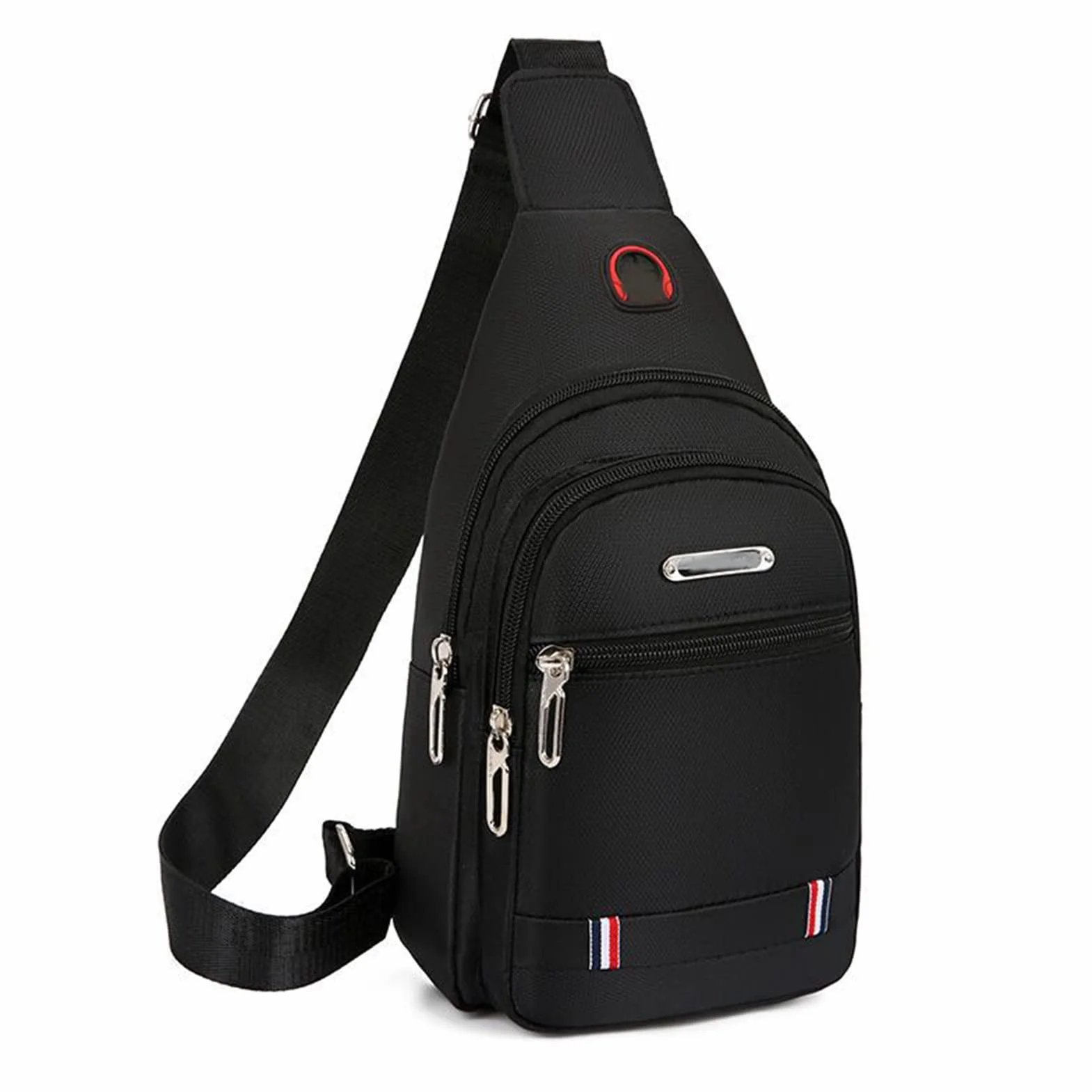 Dilwe Sac de Poitrine Hommes Tissu Oxford Polyester Grande Capacité Sac à Bandoulière Léger