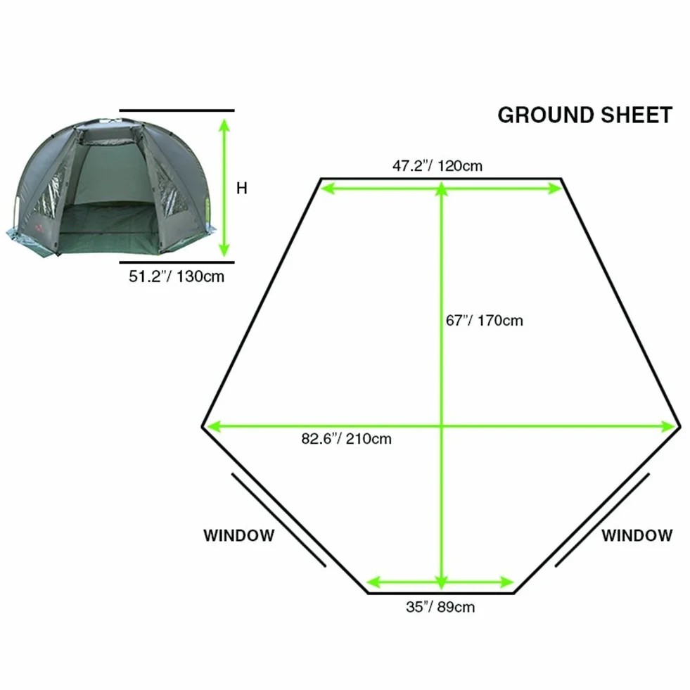Quest Tente de pêche à la carpe colonne d'eau 5000 mm Bivvy 1-2 personnes