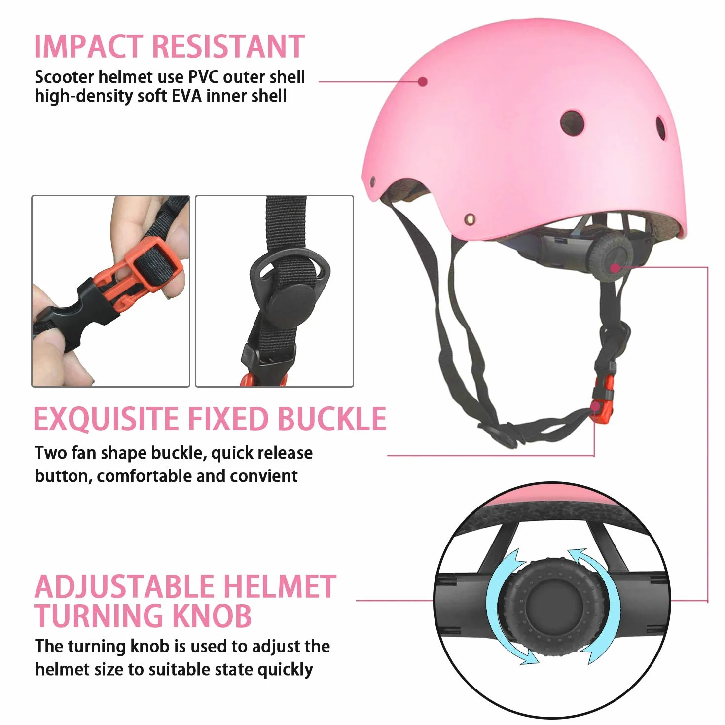 Casque Vélo Enfant Réglable Sets de Protection avec Coudières Genouillère Protège-Poignets pour Skateboard Rollers