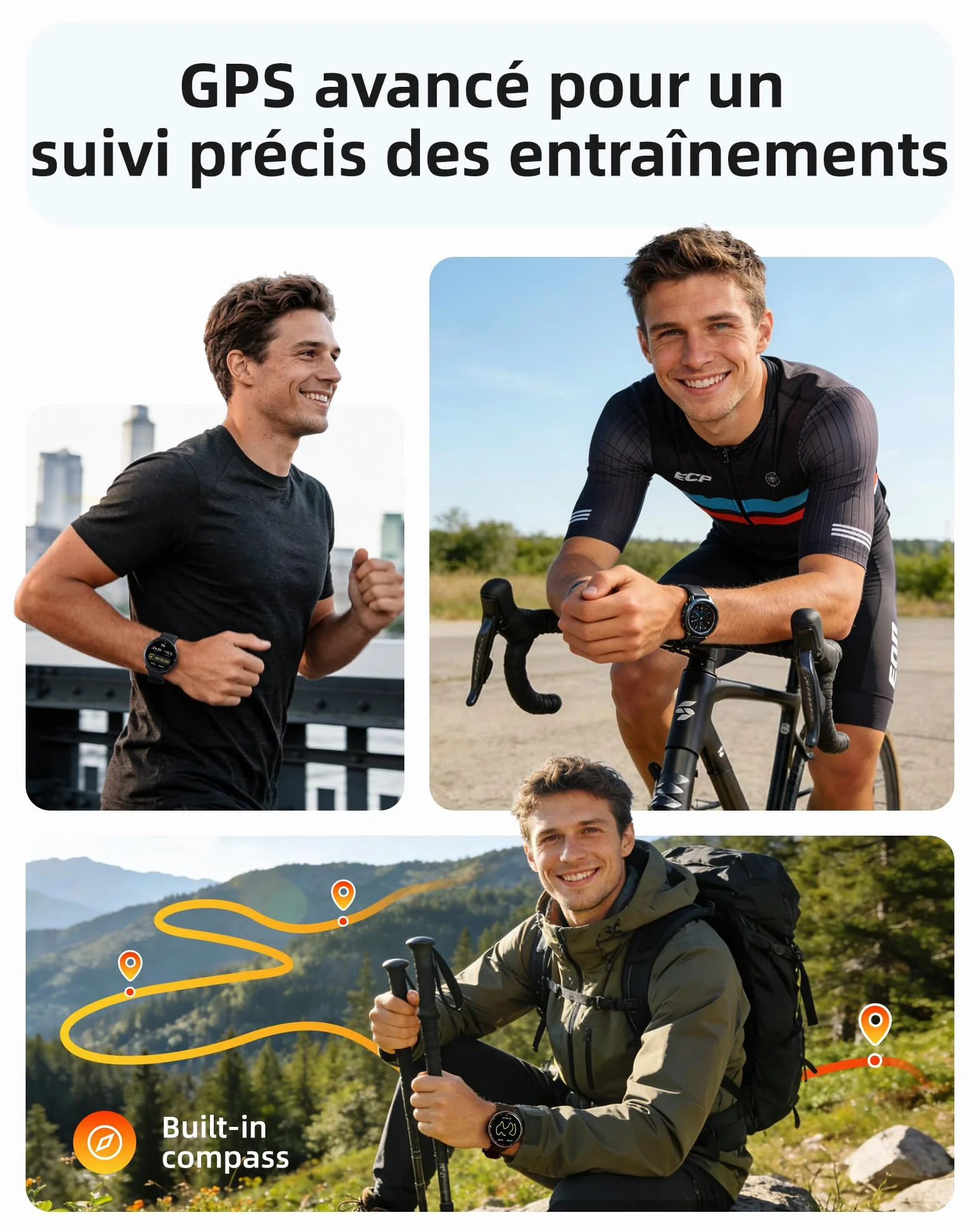 Parsonver Montre Connectée avec GPS Intégré, 5ATM Étanche Smartwatch Natation pour Piscine/Eau Libre, Montre Connecté avec AMOLED Écran, 100+ Sports,Fréquence Cardiaque,Sommeil (Noir, 42 mm)