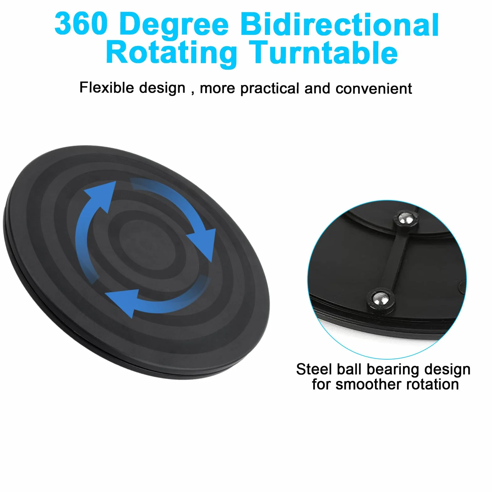 20cm Support Plaque Tournant Rotatif, 360° Pivotant Plateau Tournante avec Roulements à Billes en Acier, Heavy Duty Tourne-Disque Rond Rotatif pour TV Artisanat Plantes à Bonsaï, Noir