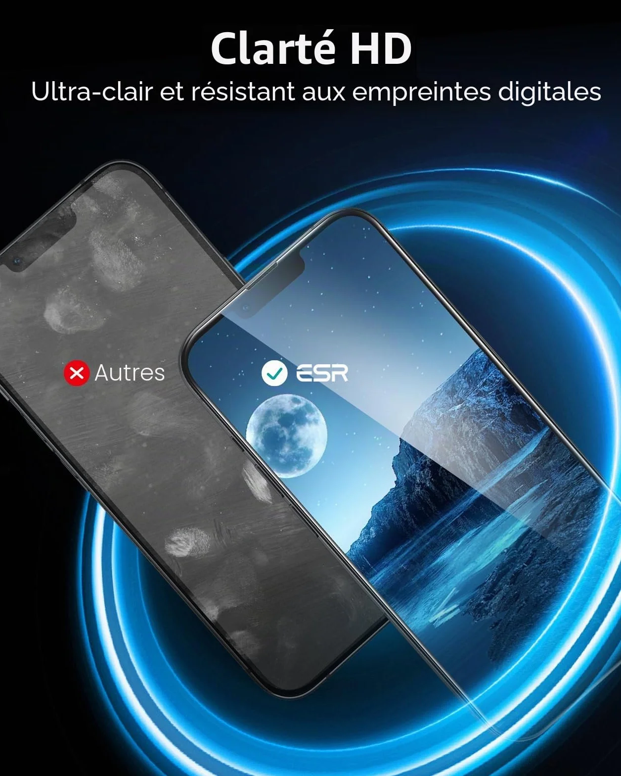 ESR 3 Pièces Verre Trempé pour iPhone 17e/iPhone 16e/iPhone 14/iPhone 13/iPhone 13 Pro, Cadre D'installation Facile, Ultra Résistant, Film Protection écran, Anti-rayures, Protection Militaire